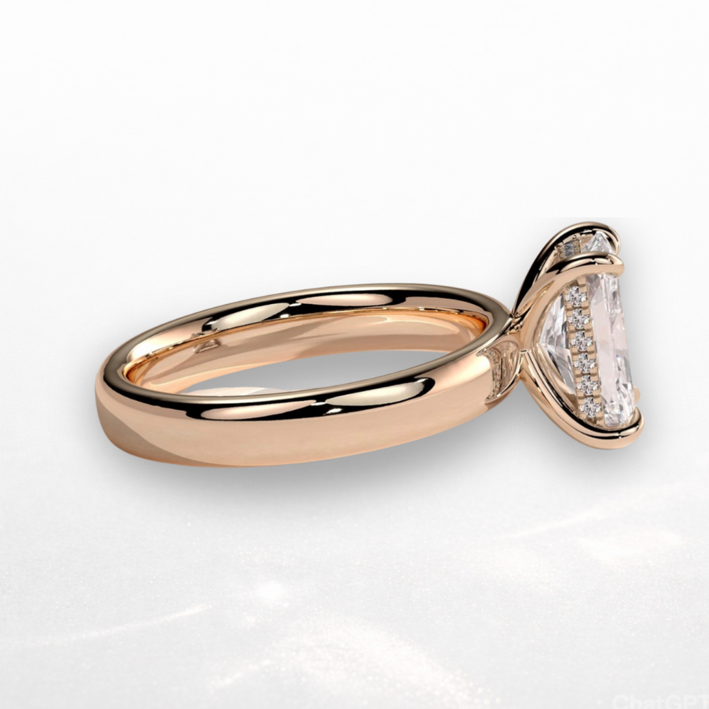 Radiant Signature Ring with Hidden Halo