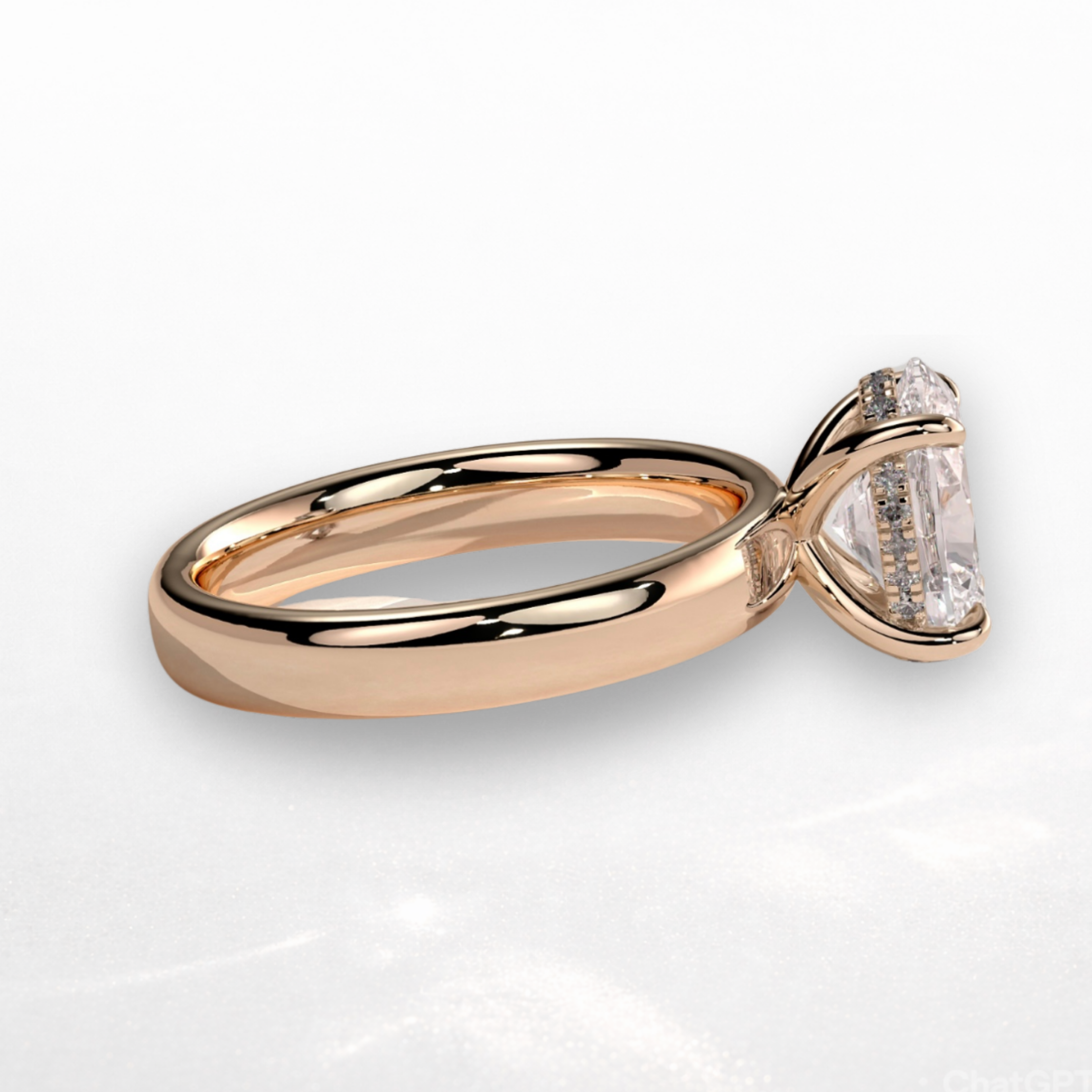Oval Signature Ring with Hidden Halo