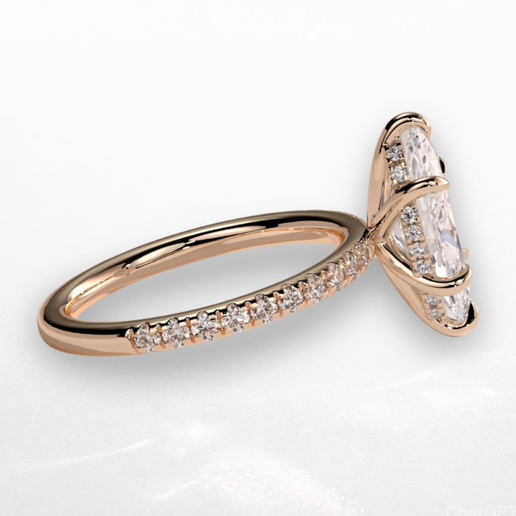 Marquise Pavé Solitaire Ring with Hidden Halo