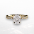 Elongated Cushion Pavé Solitaire Ring with Hidden Halo