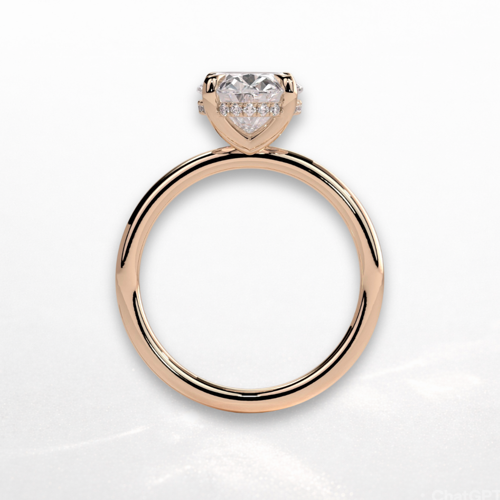 Oval Solitaire Ring with Hidden Halo