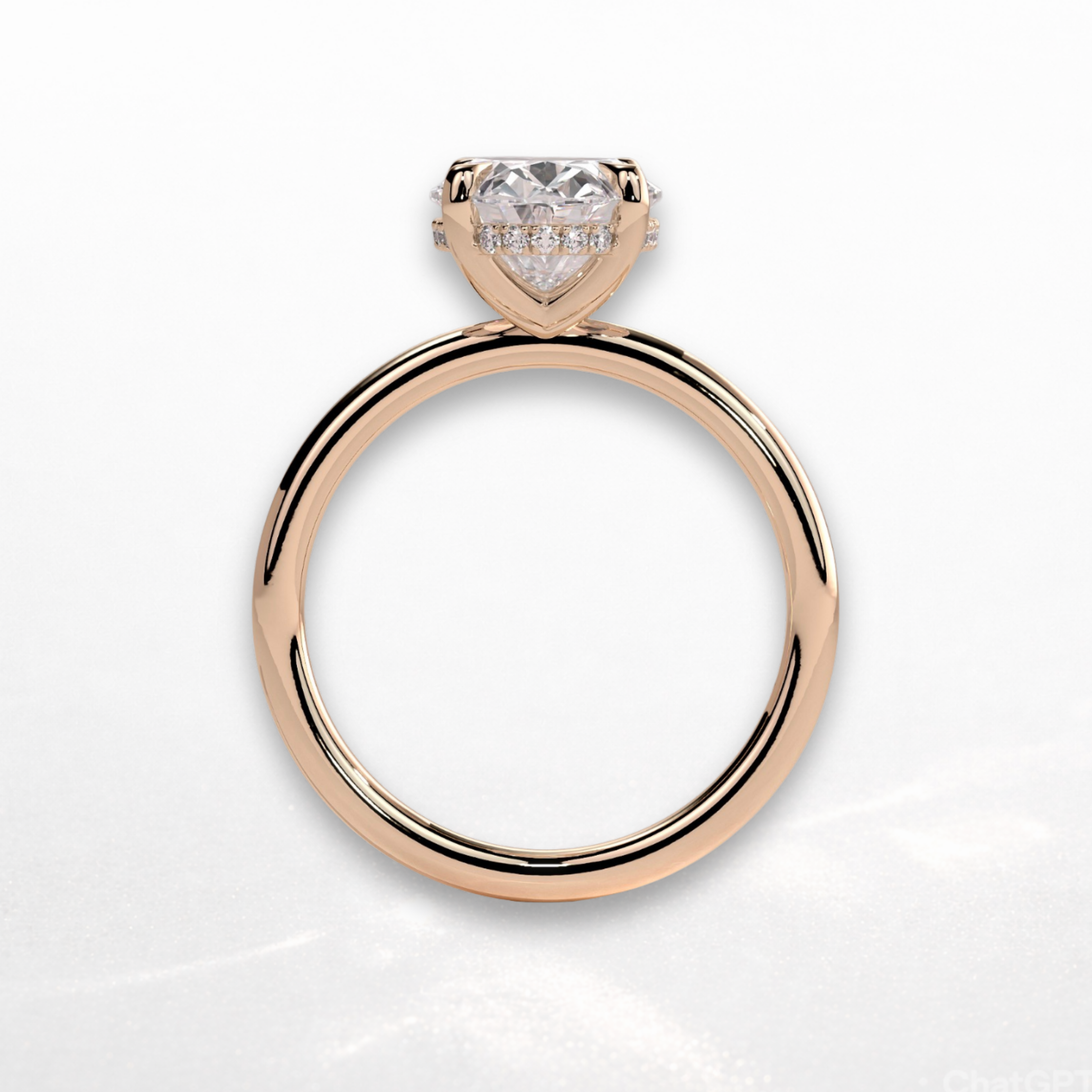 Oval Solitaire Ring with Hidden Halo