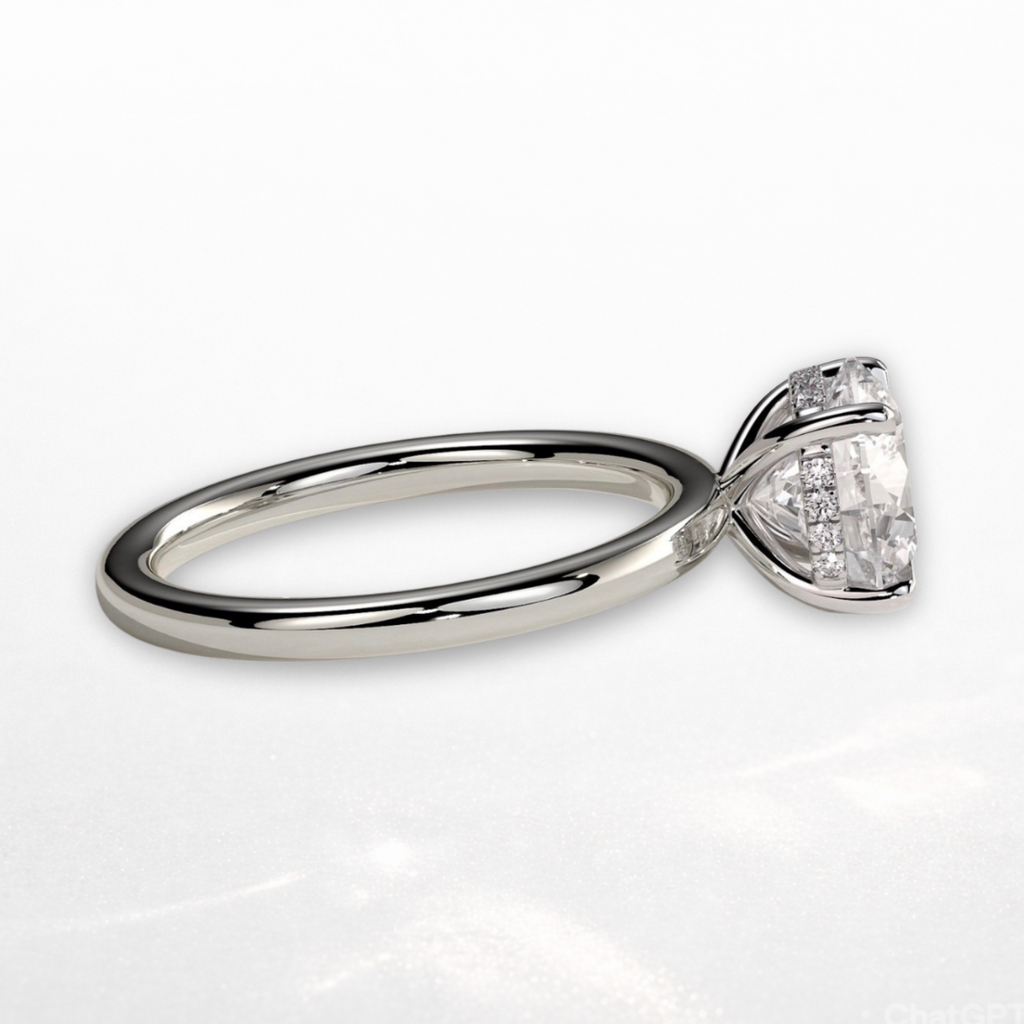 Cushion Solitaire Ring with Hidden Halo