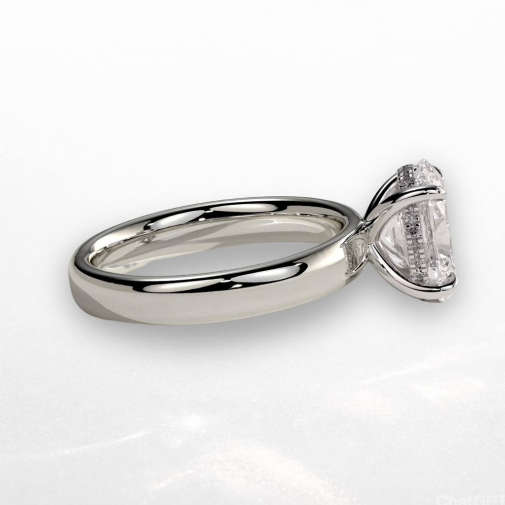 Oval Signature Ring with Hidden Halo
