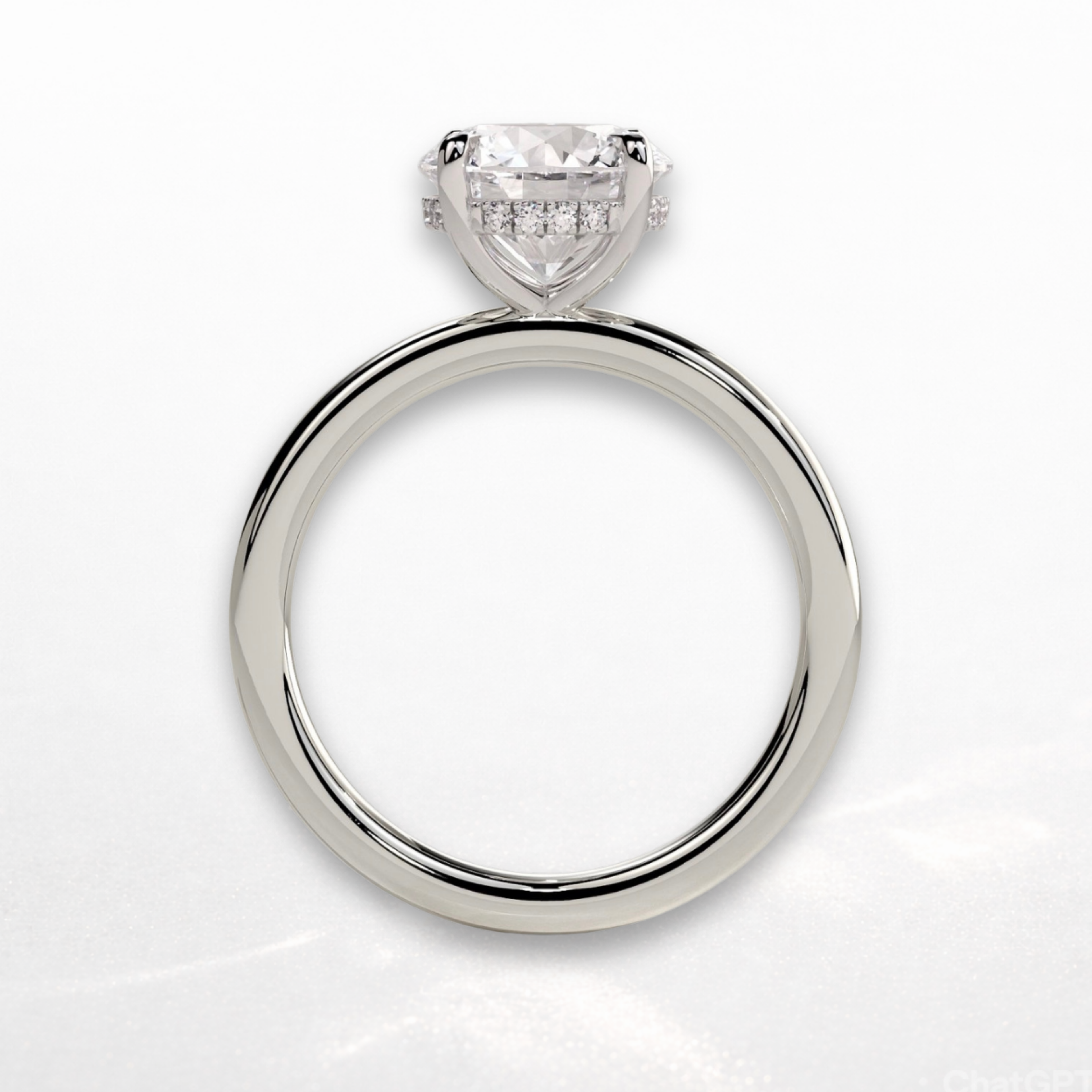 Round Solitaire Ring with Hidden Halo