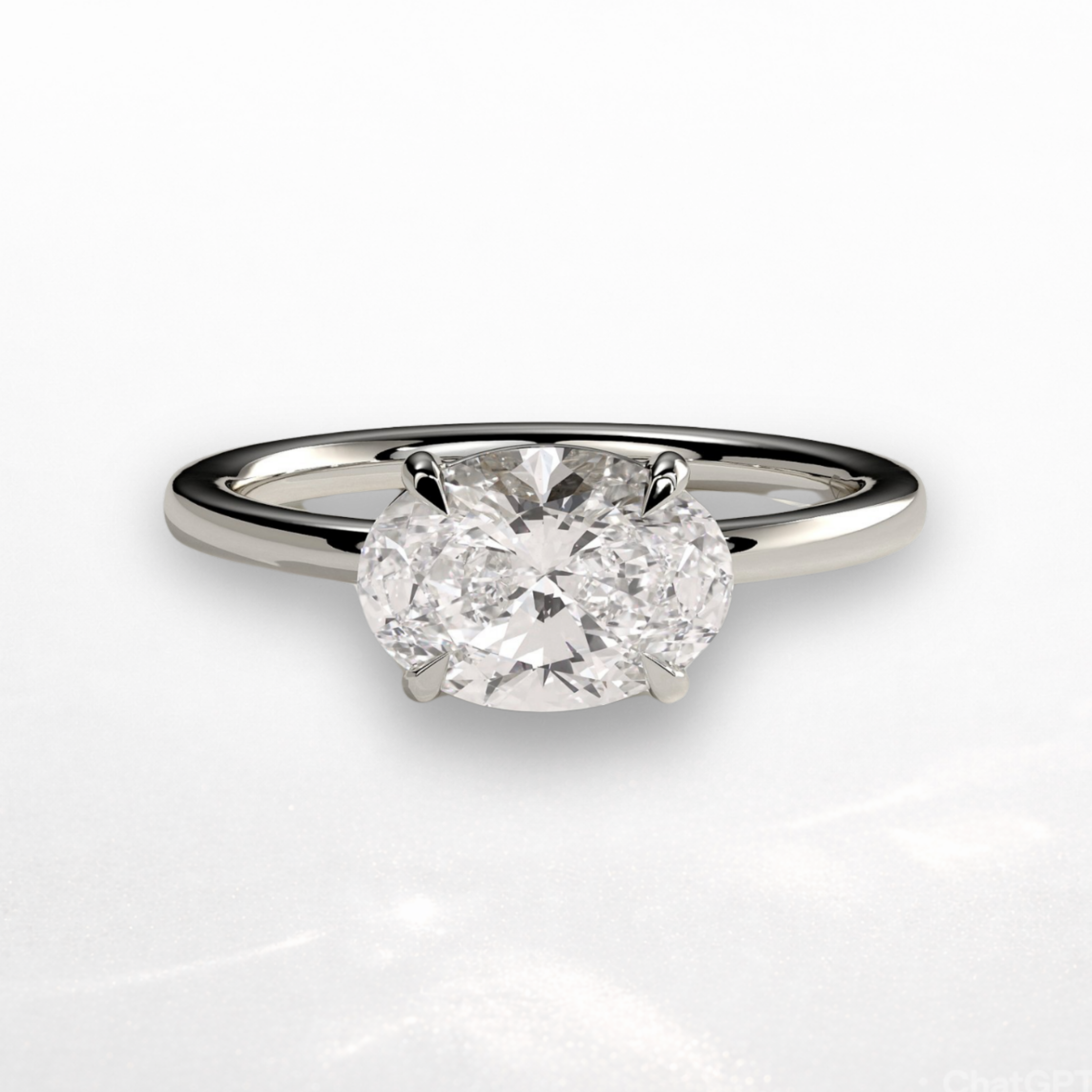 Oval East West Solitaire Ring
