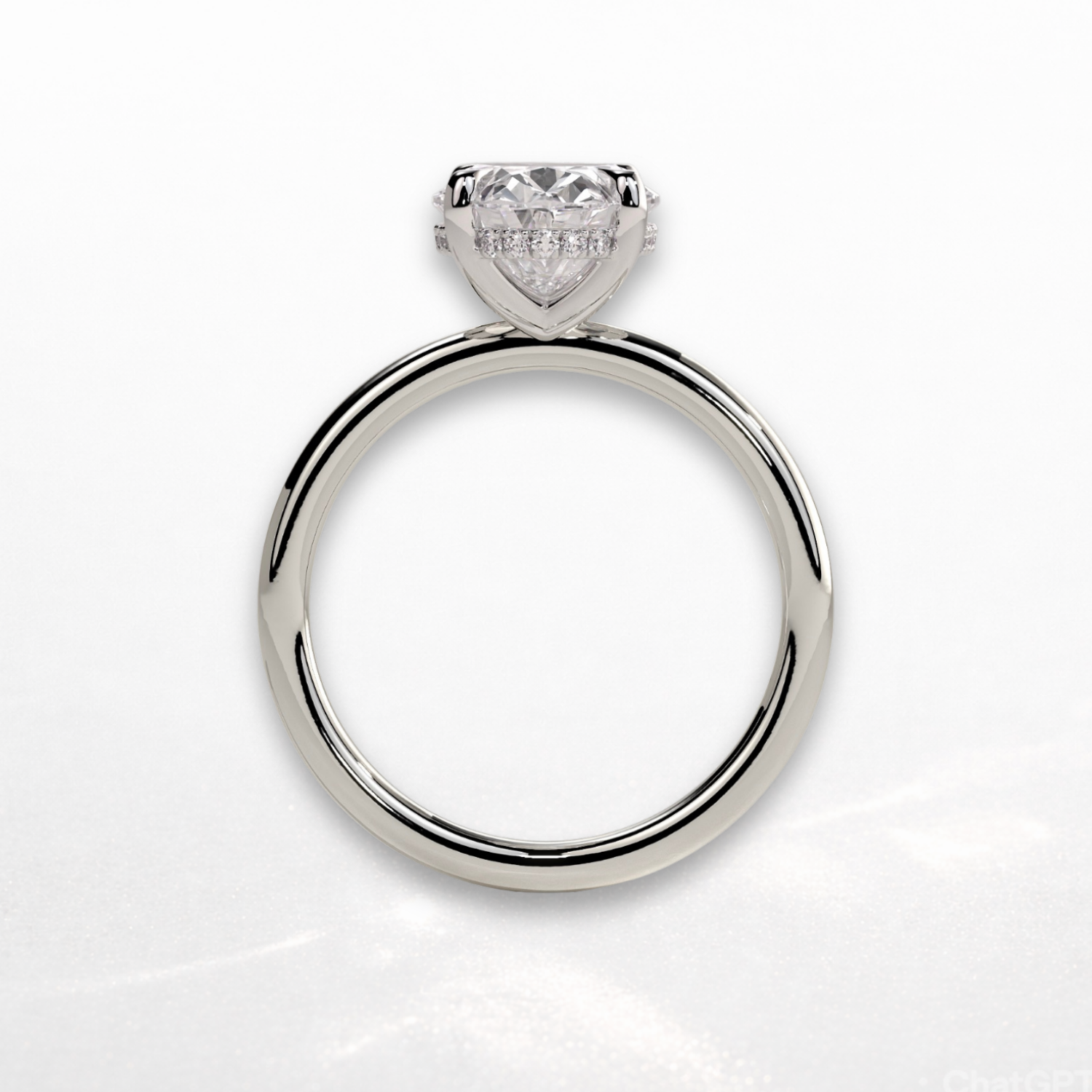 Pear Solitaire Ring with Hidden Halo