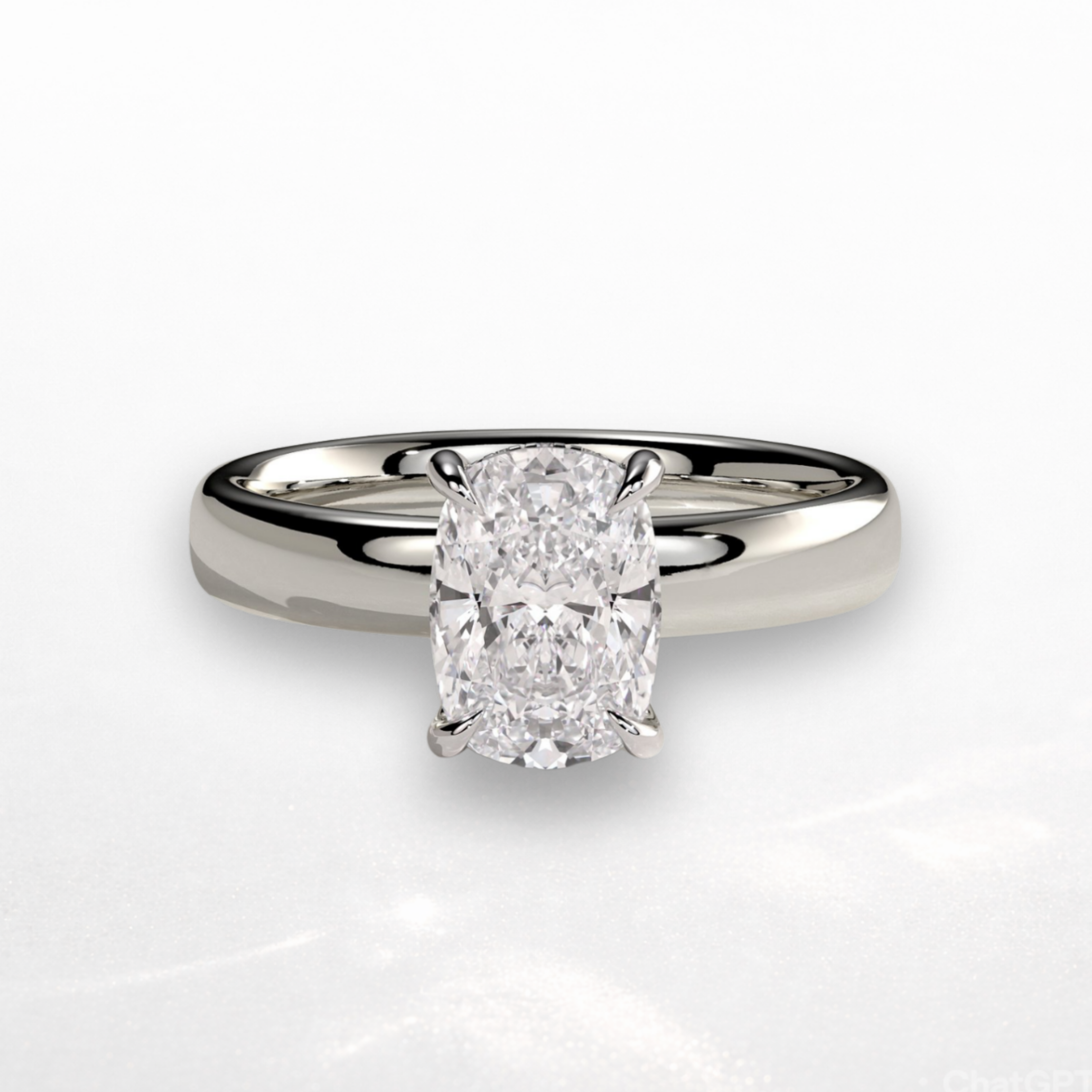Elongated Cushion Signature Ring with Hidden Halo