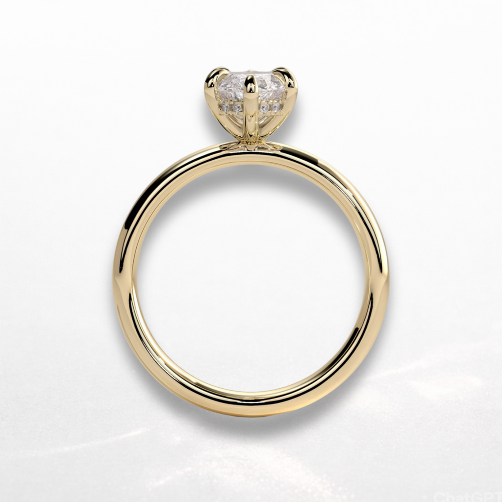 Marquise Signature Ring with Hidden Halo
