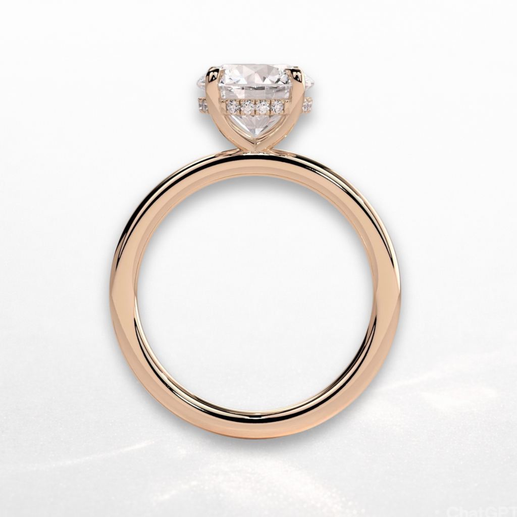 Round Solitaire Ring with Hidden Halo