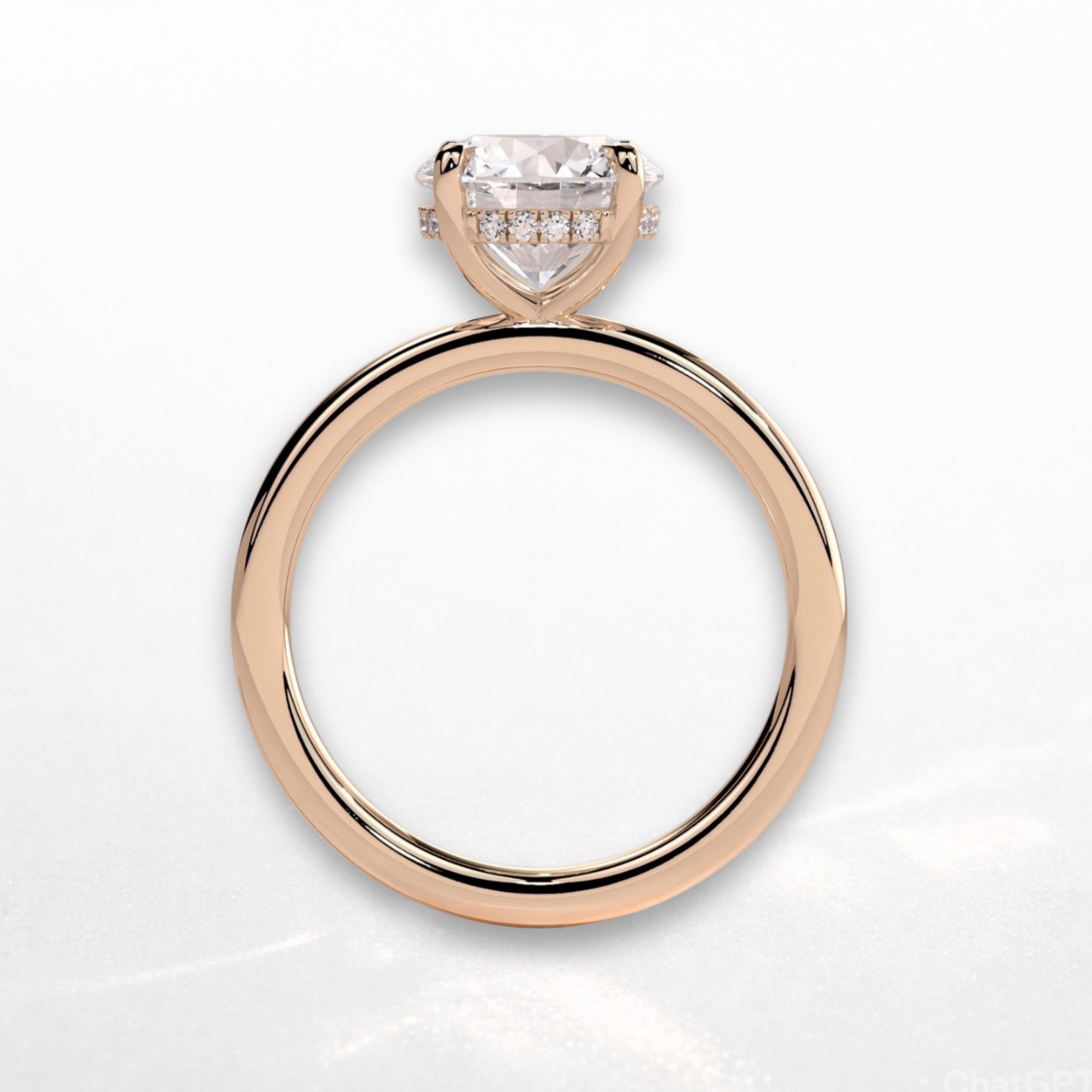Round Solitaire Ring with Hidden Halo