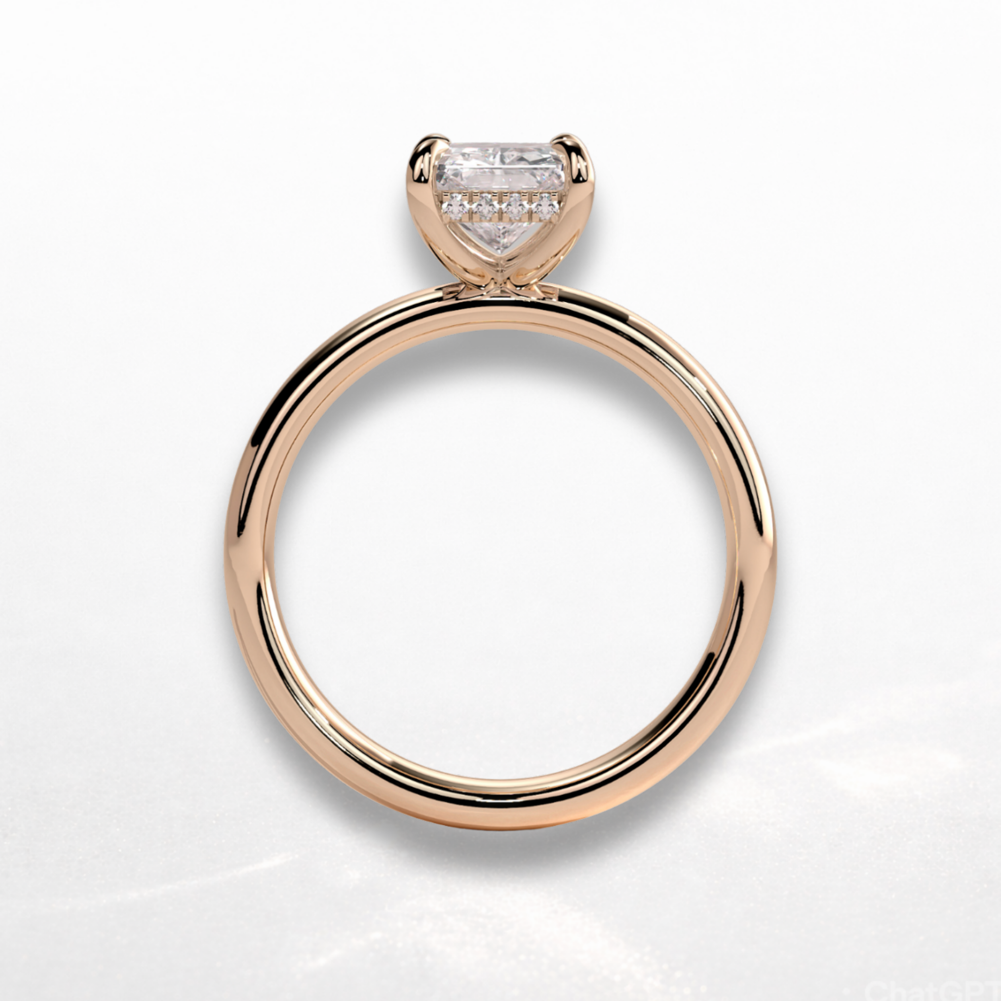 Radiant Signature Ring with Hidden Halo