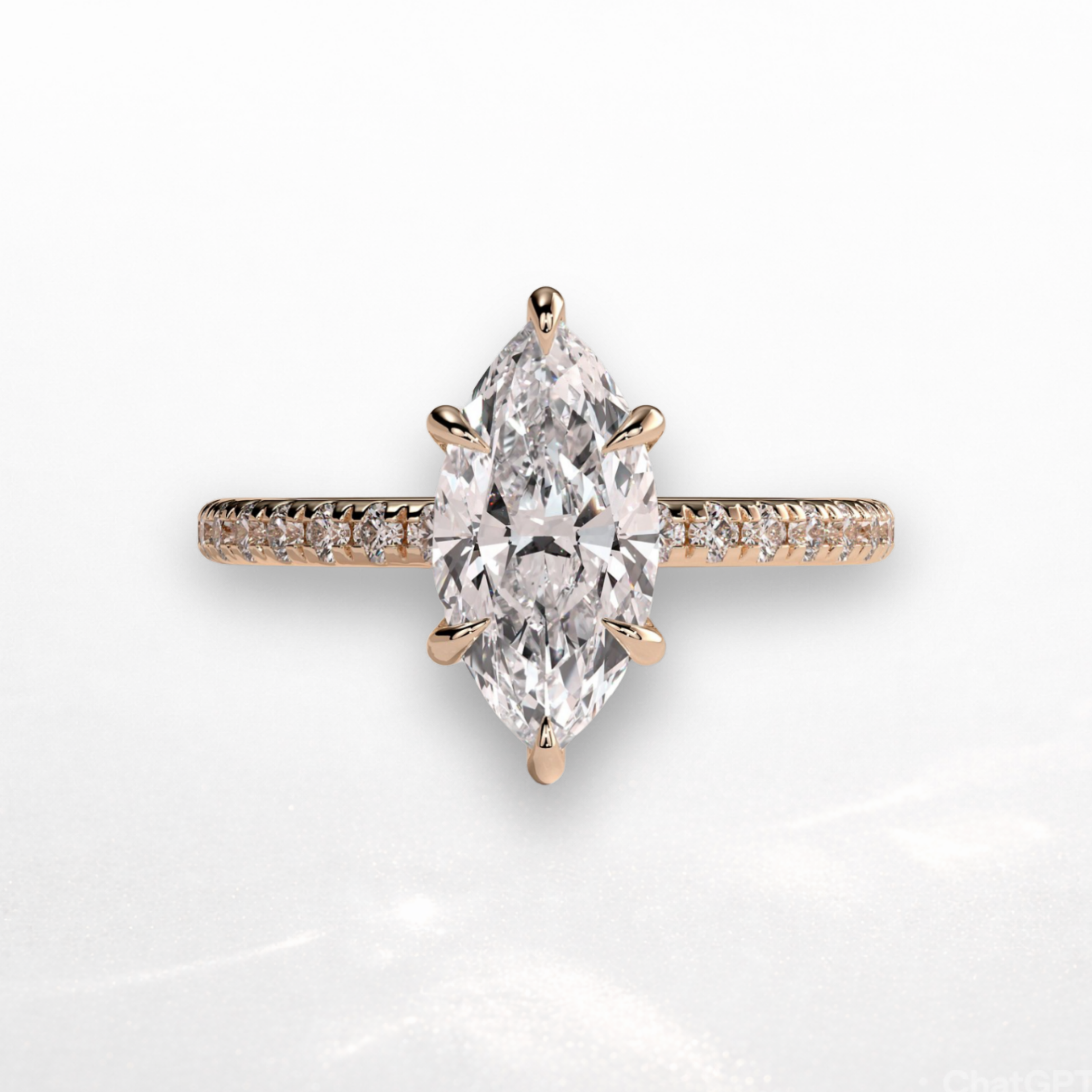 Marquise Pavé Solitaire Ring with Hidden Halo