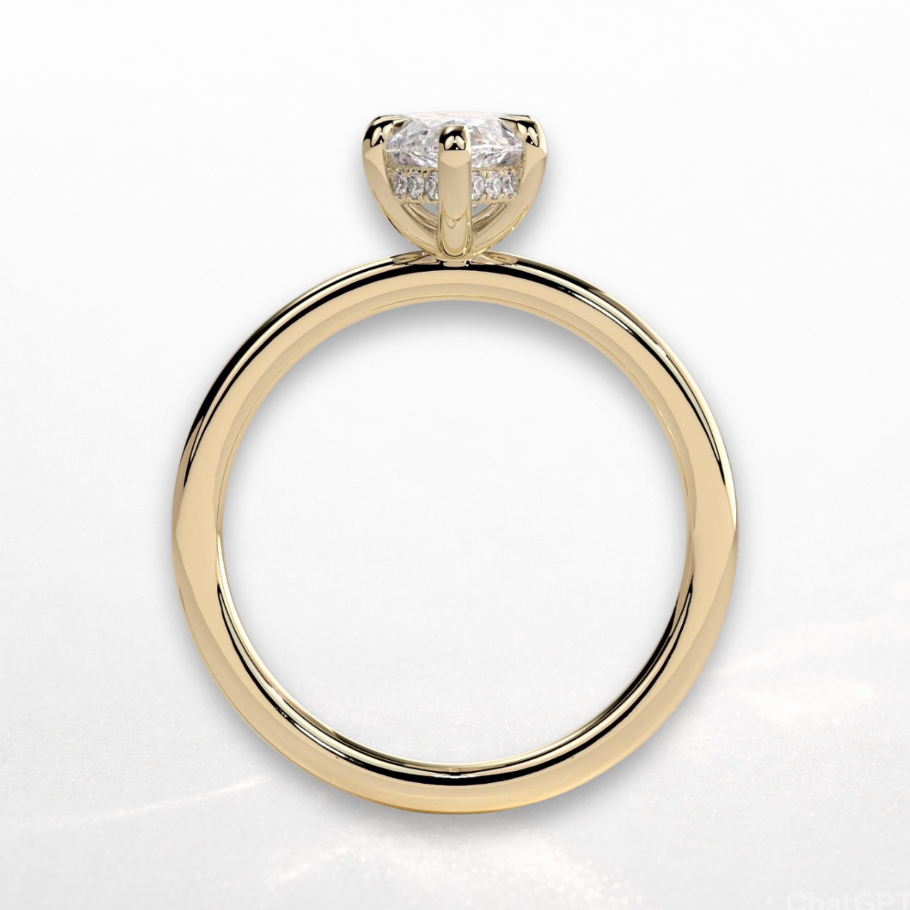 Marquise Solitaire Ring with Hidden Halo