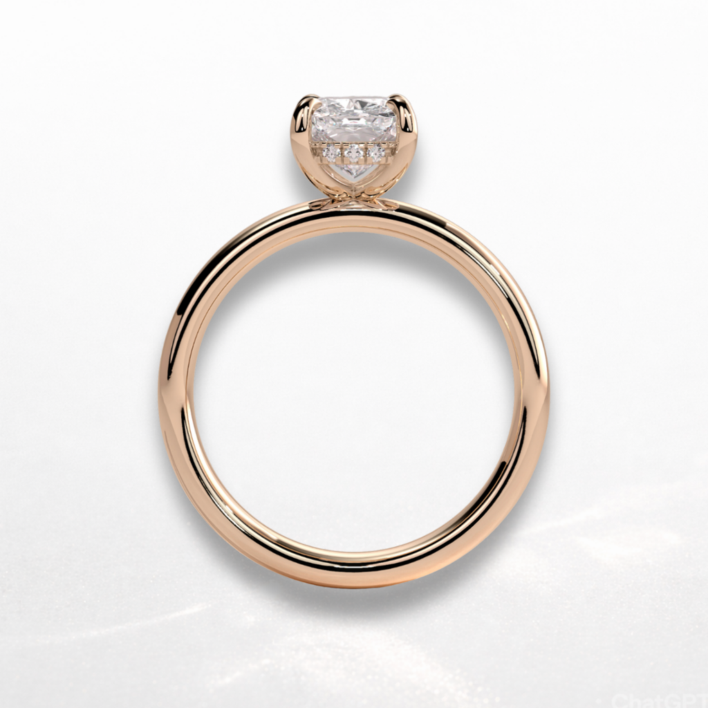 Elongated Cushion Signature Ring with Hidden Halo