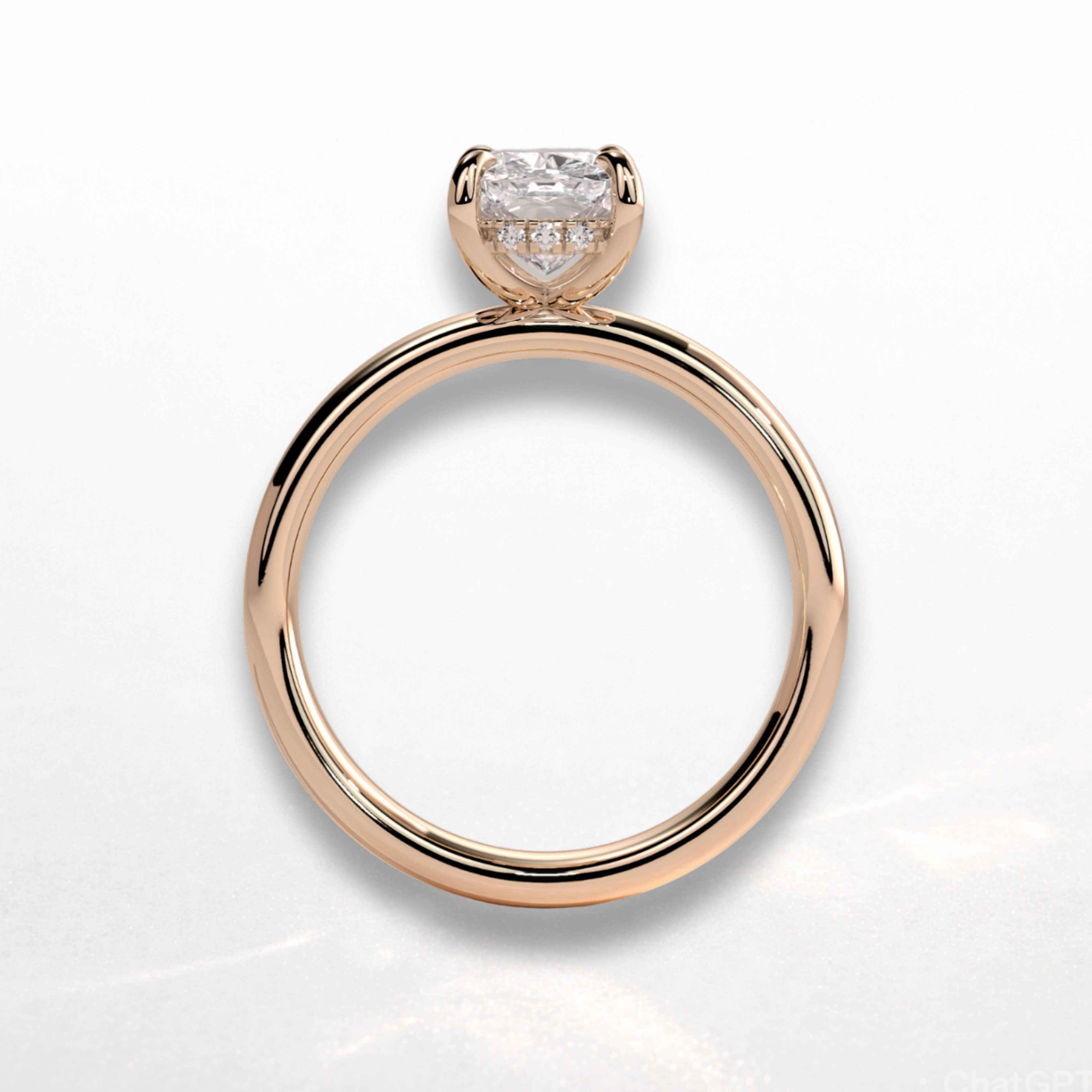 Elongated Cushion Signature Ring with Hidden Halo