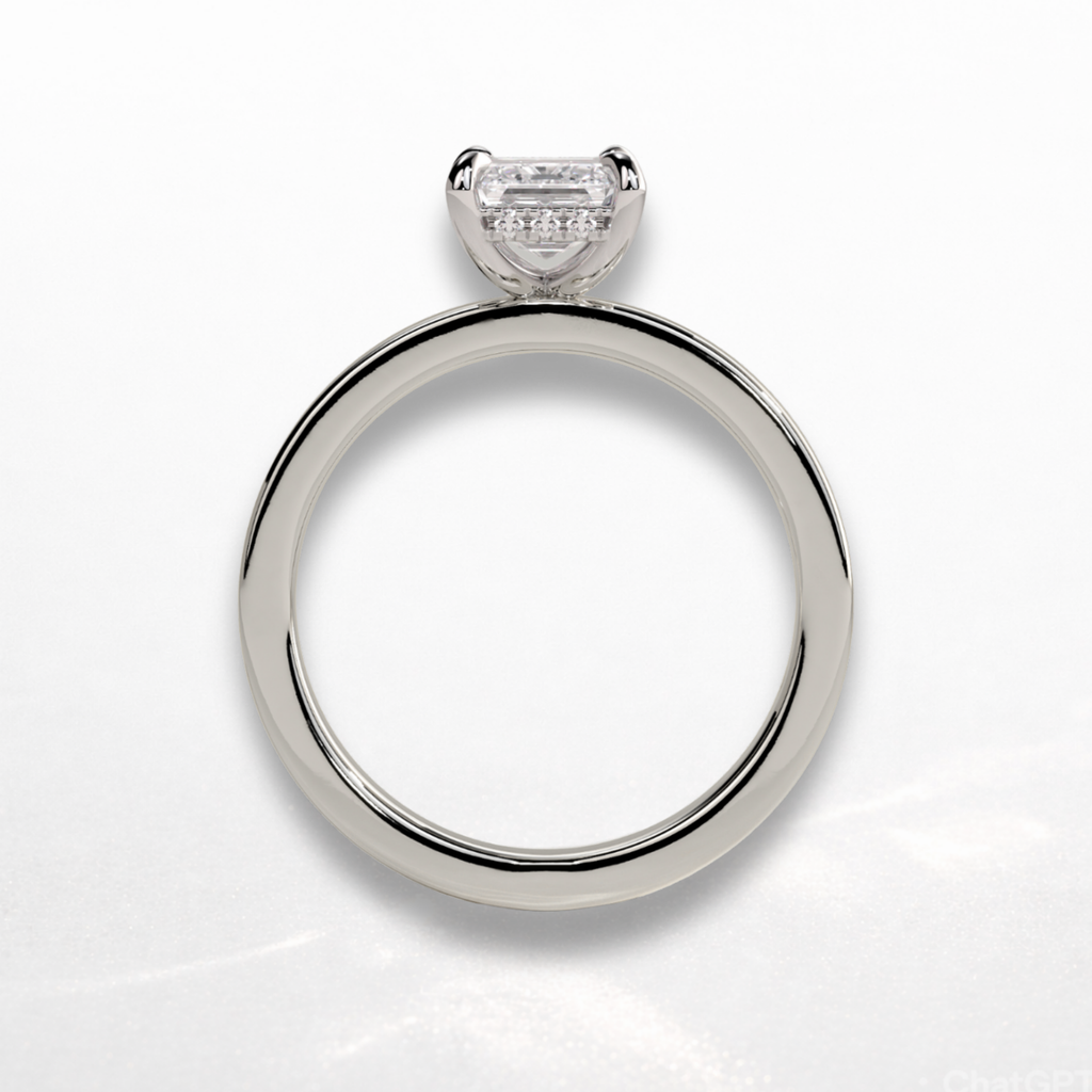 Emerald Statement Ring with Hidden Halo