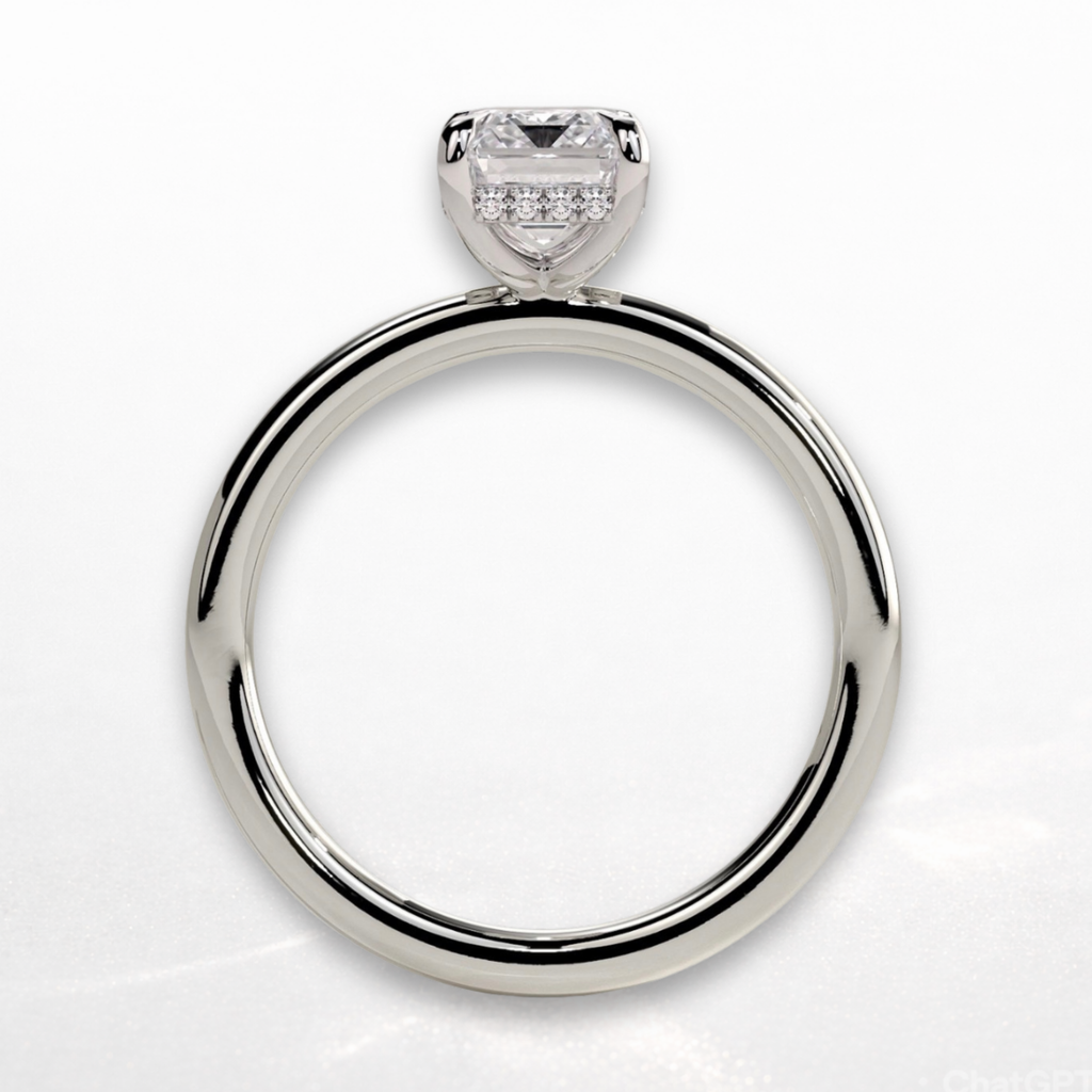 Cushion Solitaire Ring with Hidden Halo