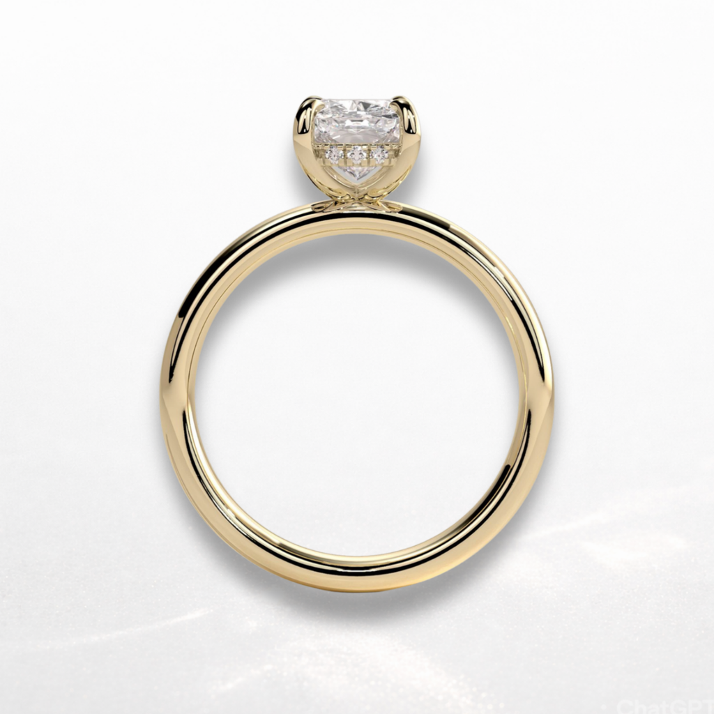 Elongated Cushion Signature Ring with Hidden Halo