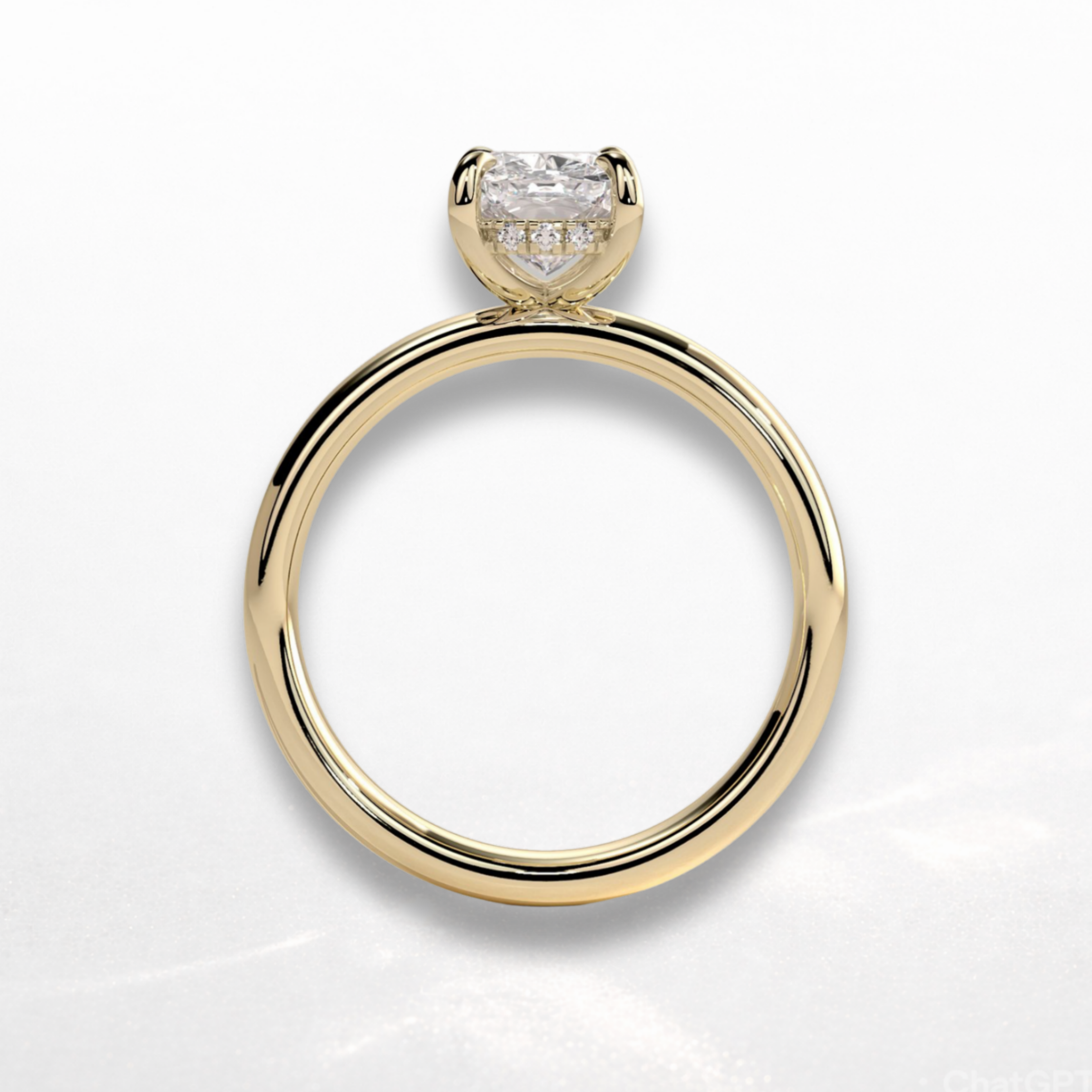 Elongated Cushion Signature Ring with Hidden Halo