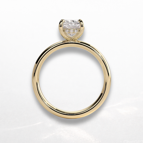 Elongated Cushion Signature Ring with Hidden Halo