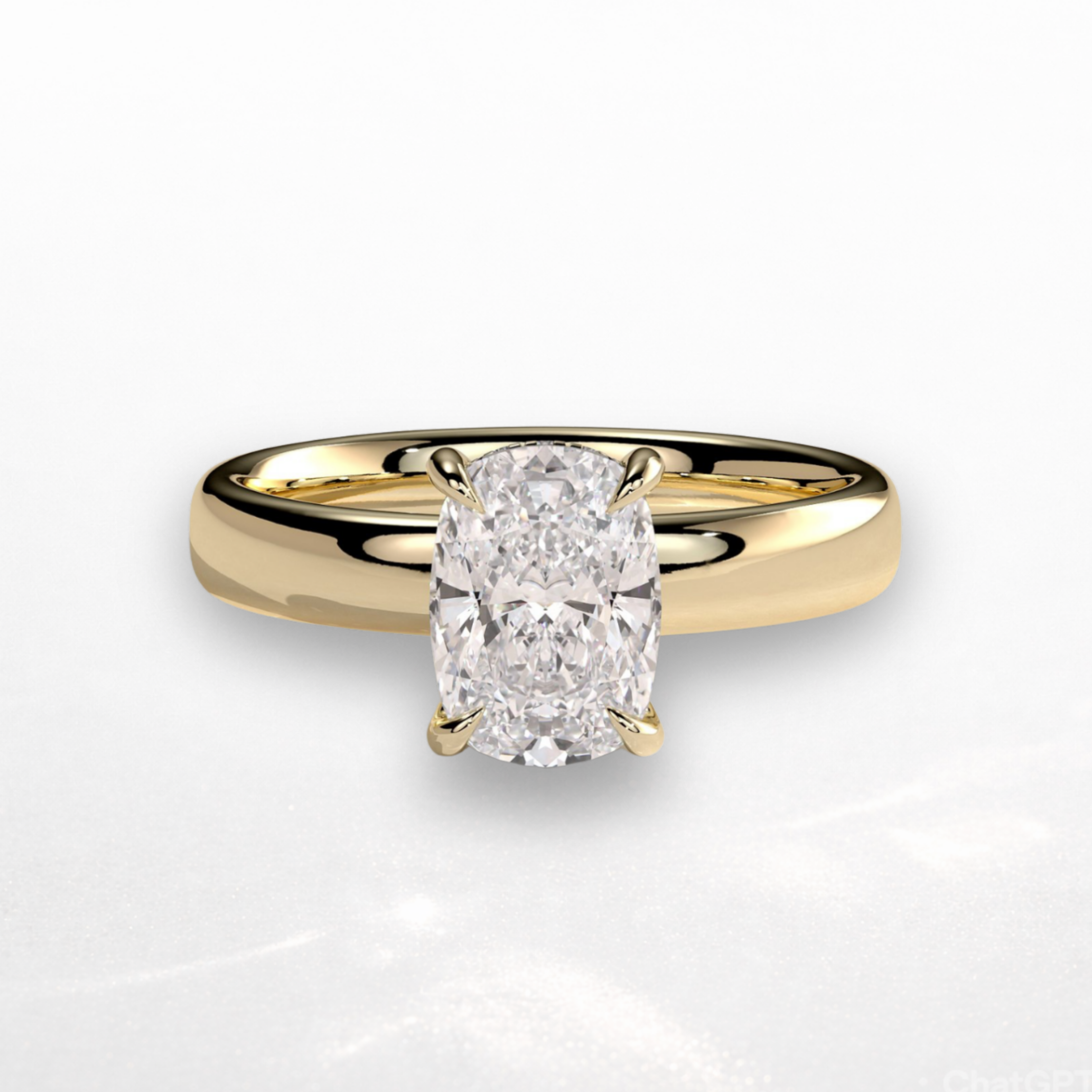 Elongated Cushion Signature Ring with Hidden Halo