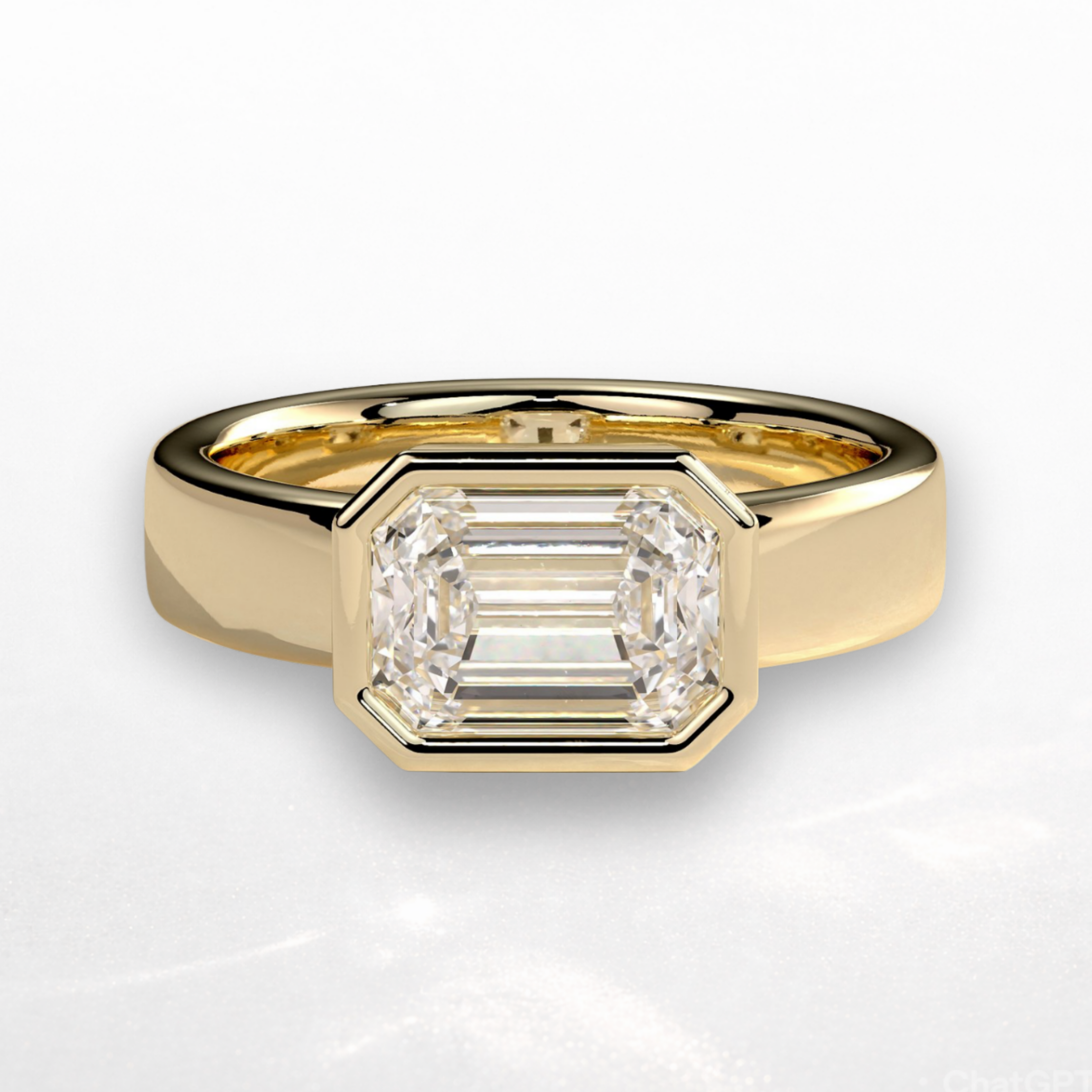 Emerald East West Bezel Statement Ring