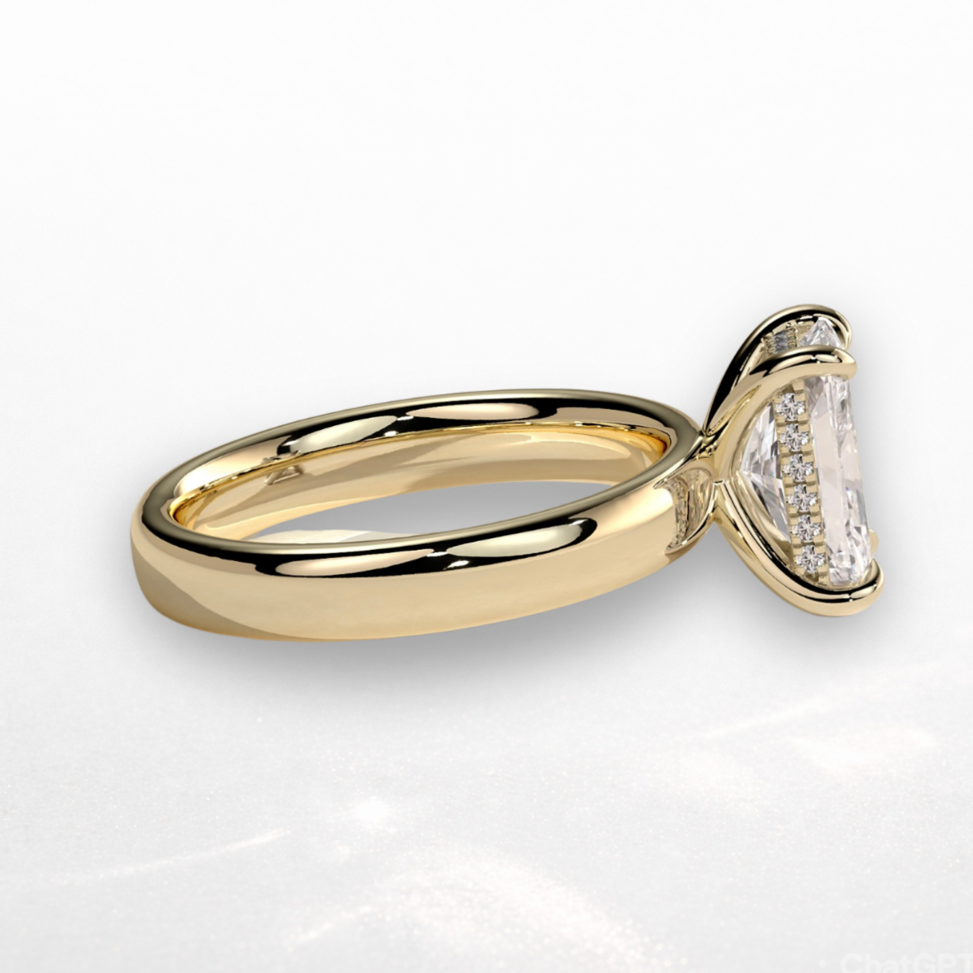 Radiant Signature Ring with Hidden Halo