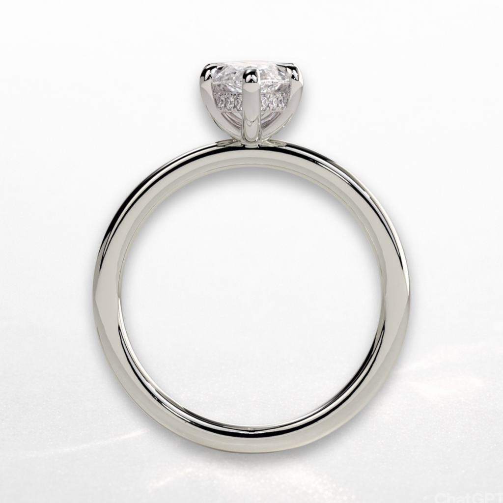 Marquise Solitaire Ring with Hidden Halo