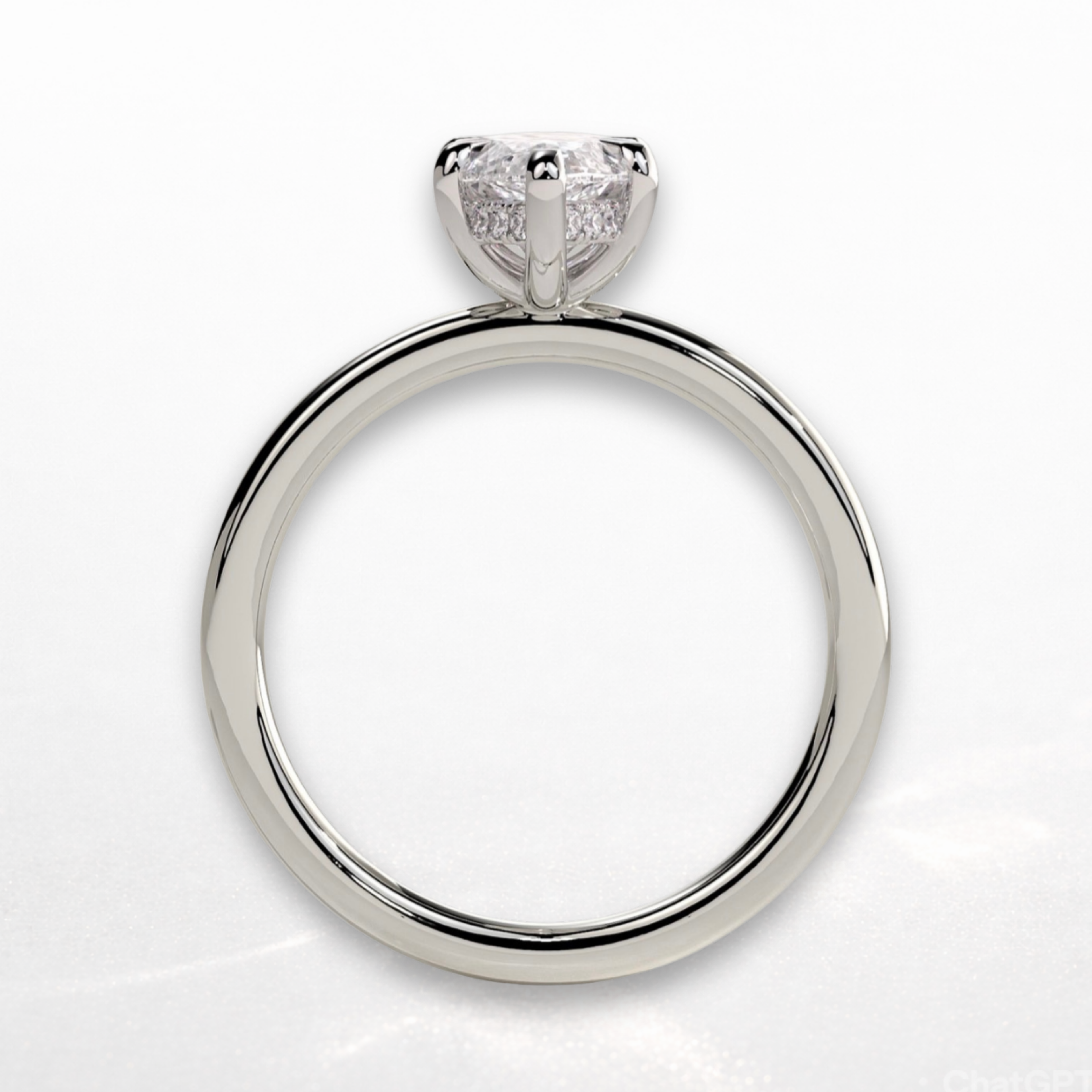 Marquise Solitaire Ring with Hidden Halo
