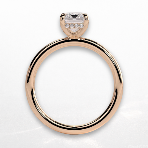 Cushion Solitaire Ring with Hidden Halo