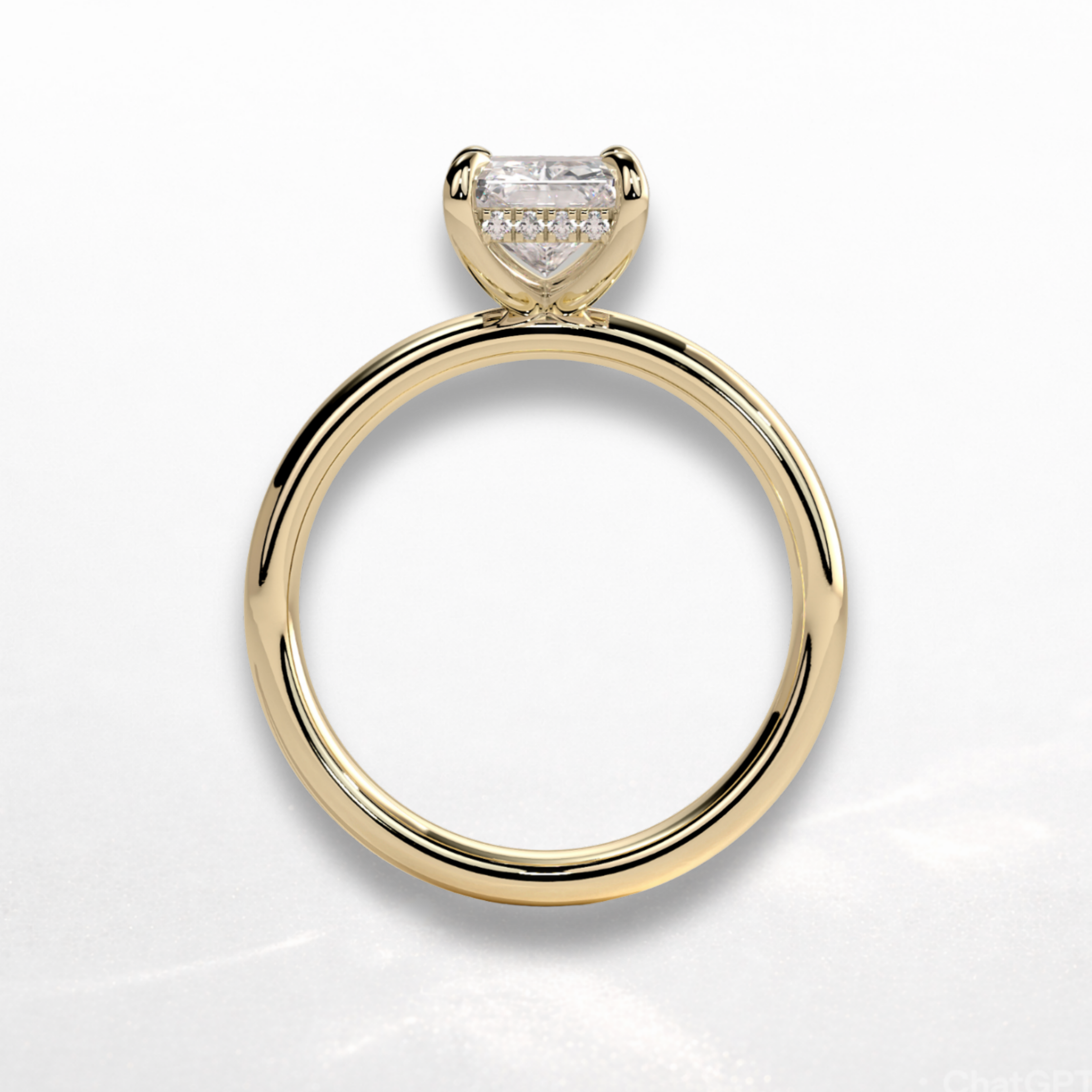 Radiant Signature Ring with Hidden Halo