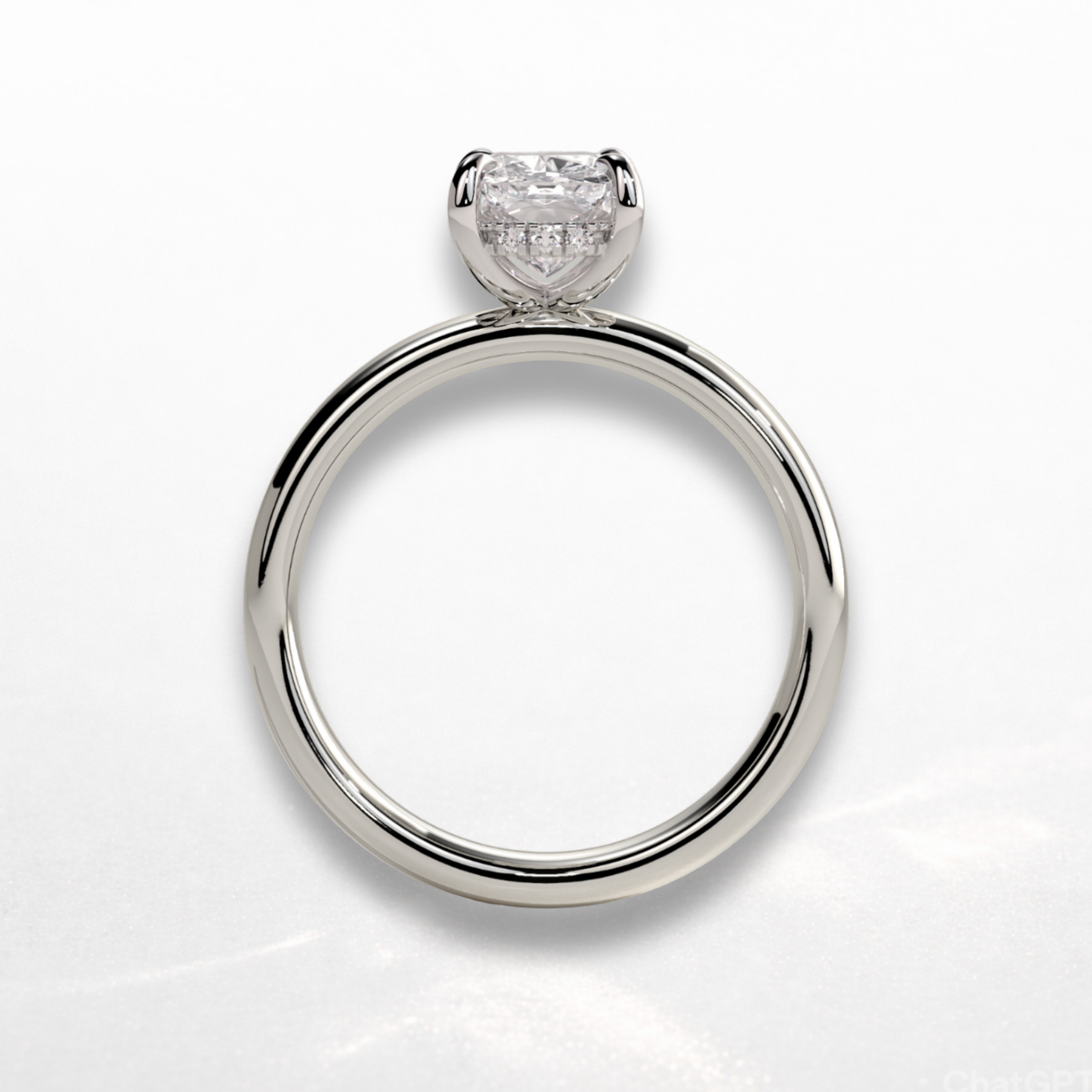 Elongated Cushion Signature Ring with Hidden Halo