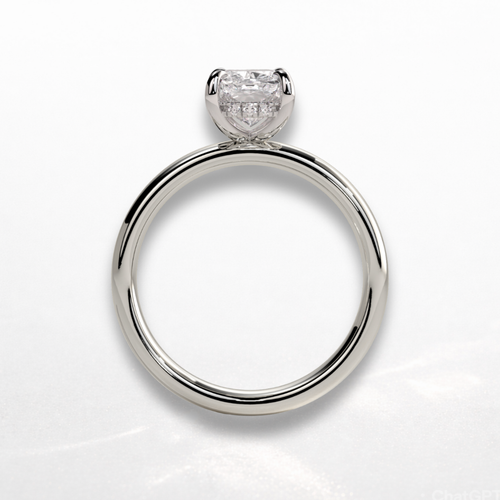 Elongated Cushion Signature Ring with Hidden Halo