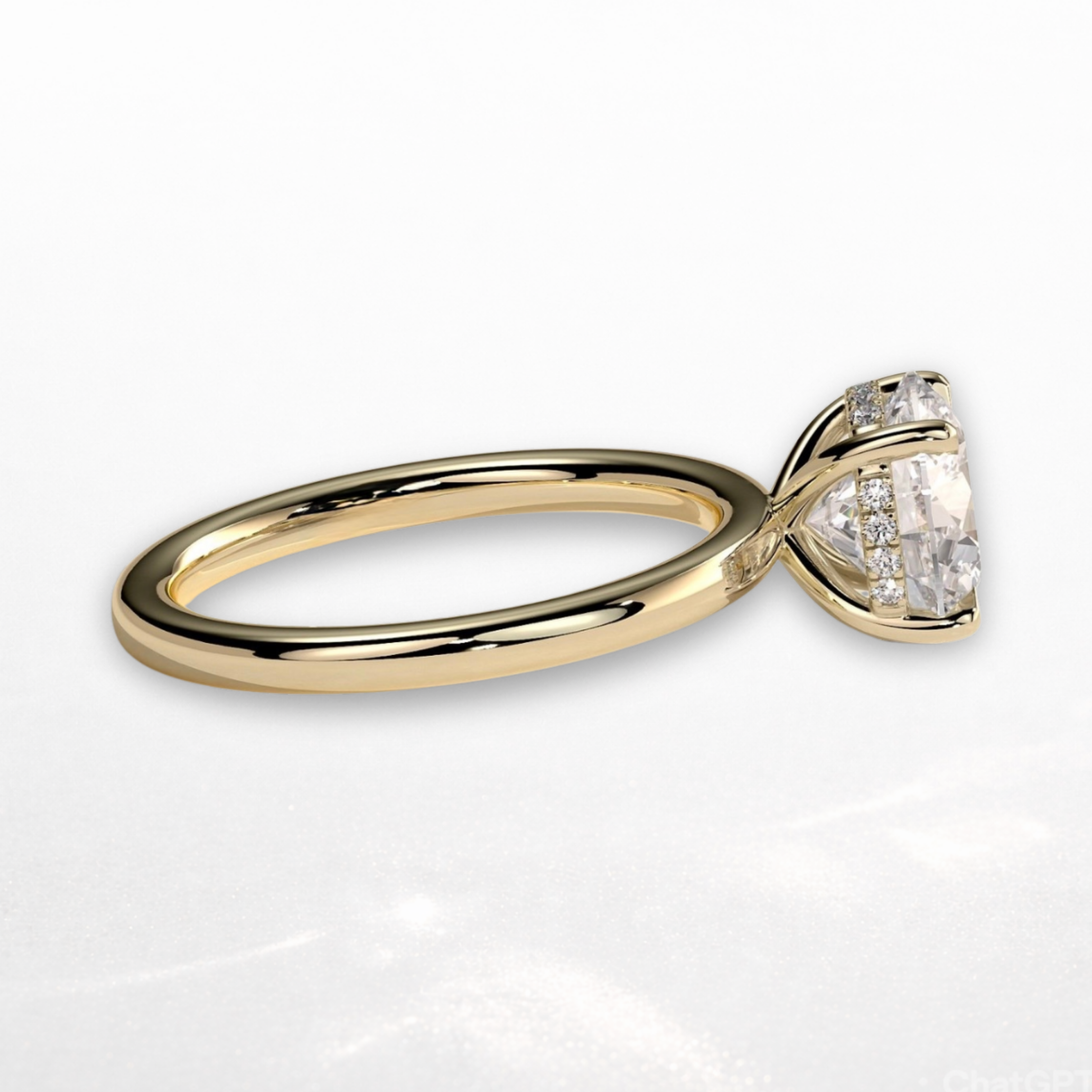 Cushion Solitaire Ring with Hidden Halo