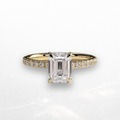 Emerald Pavé Solitaire Ring with Hidden Halo