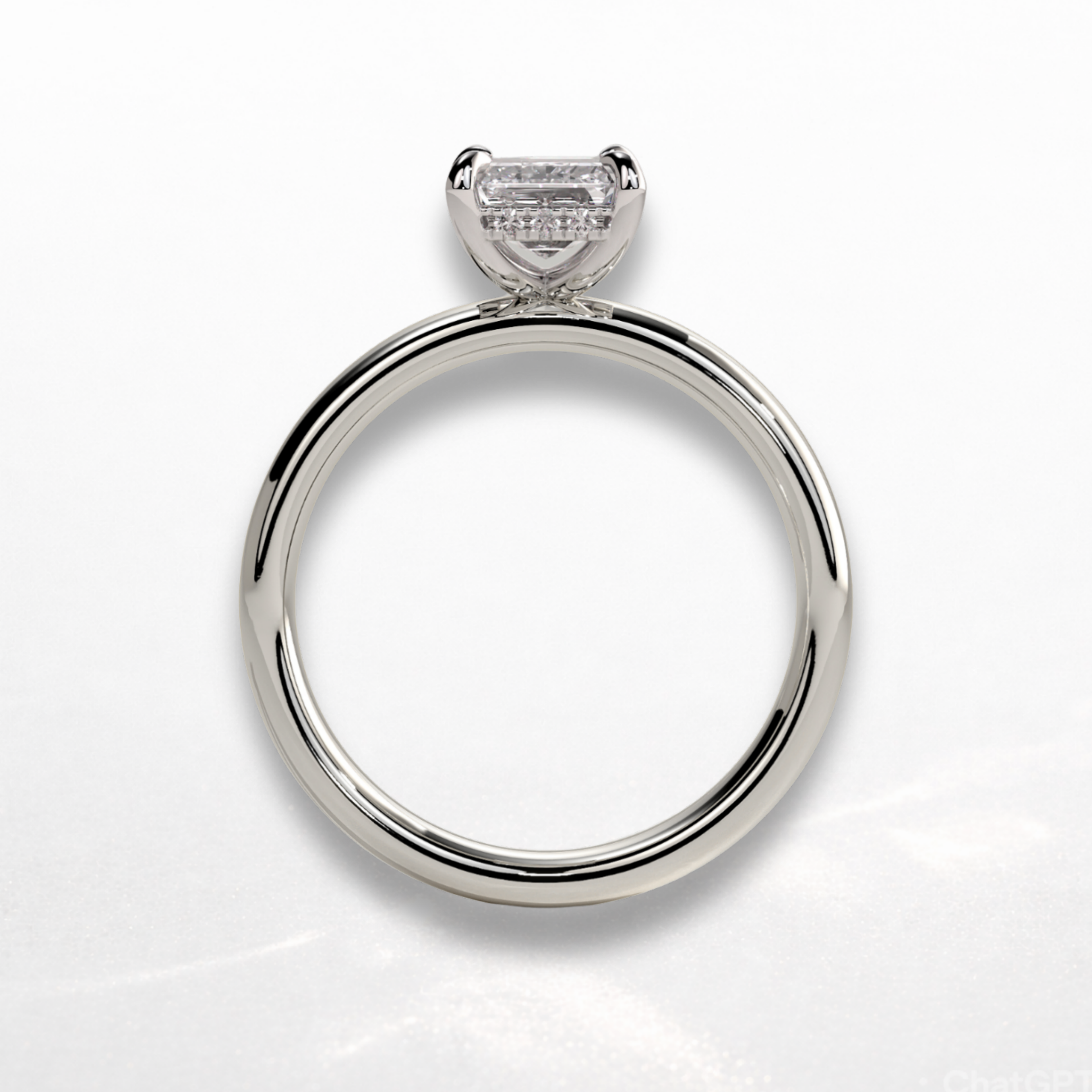 Emerald Signature Ring with Hidden Halo