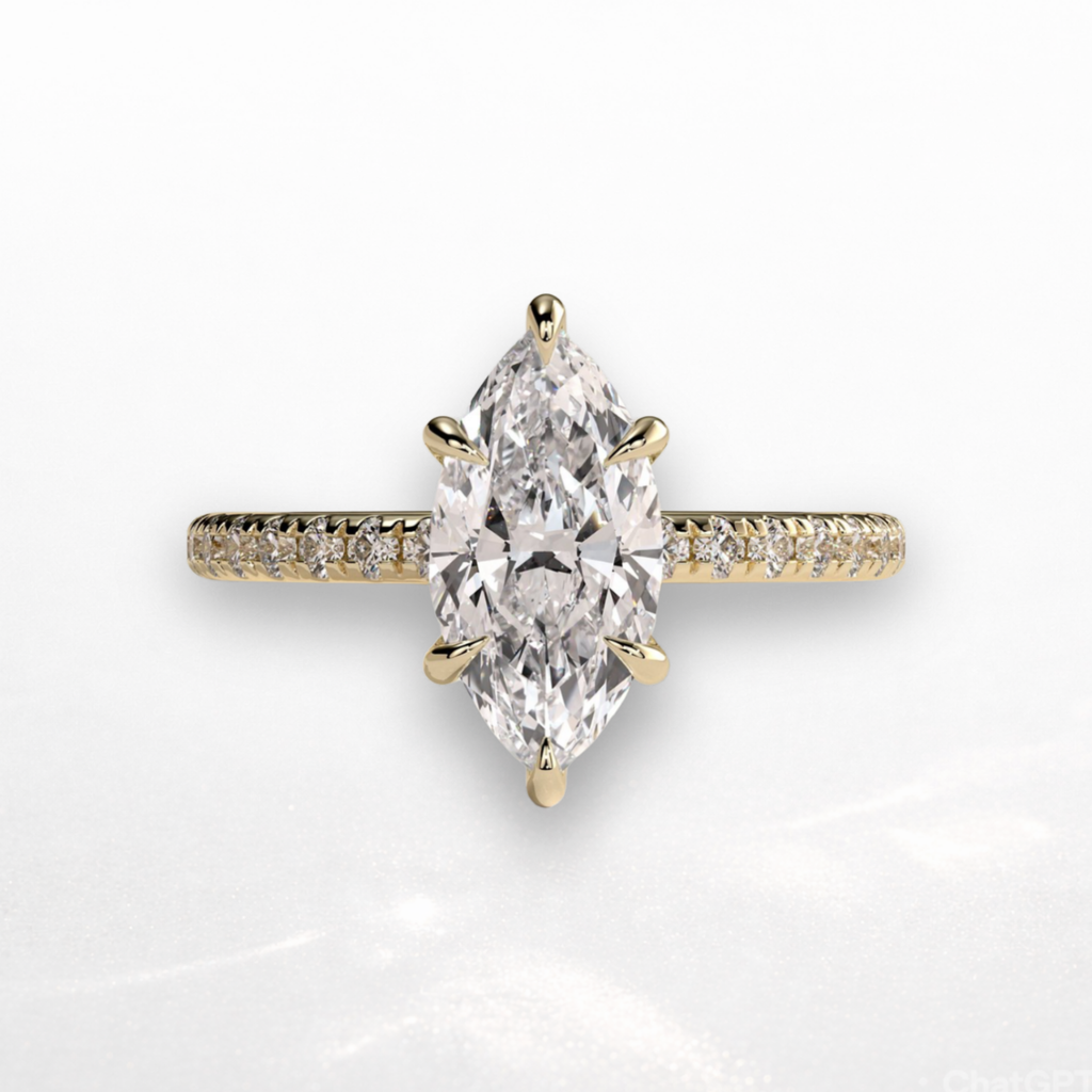 Marquise Pavé Solitaire Ring with Hidden Halo
