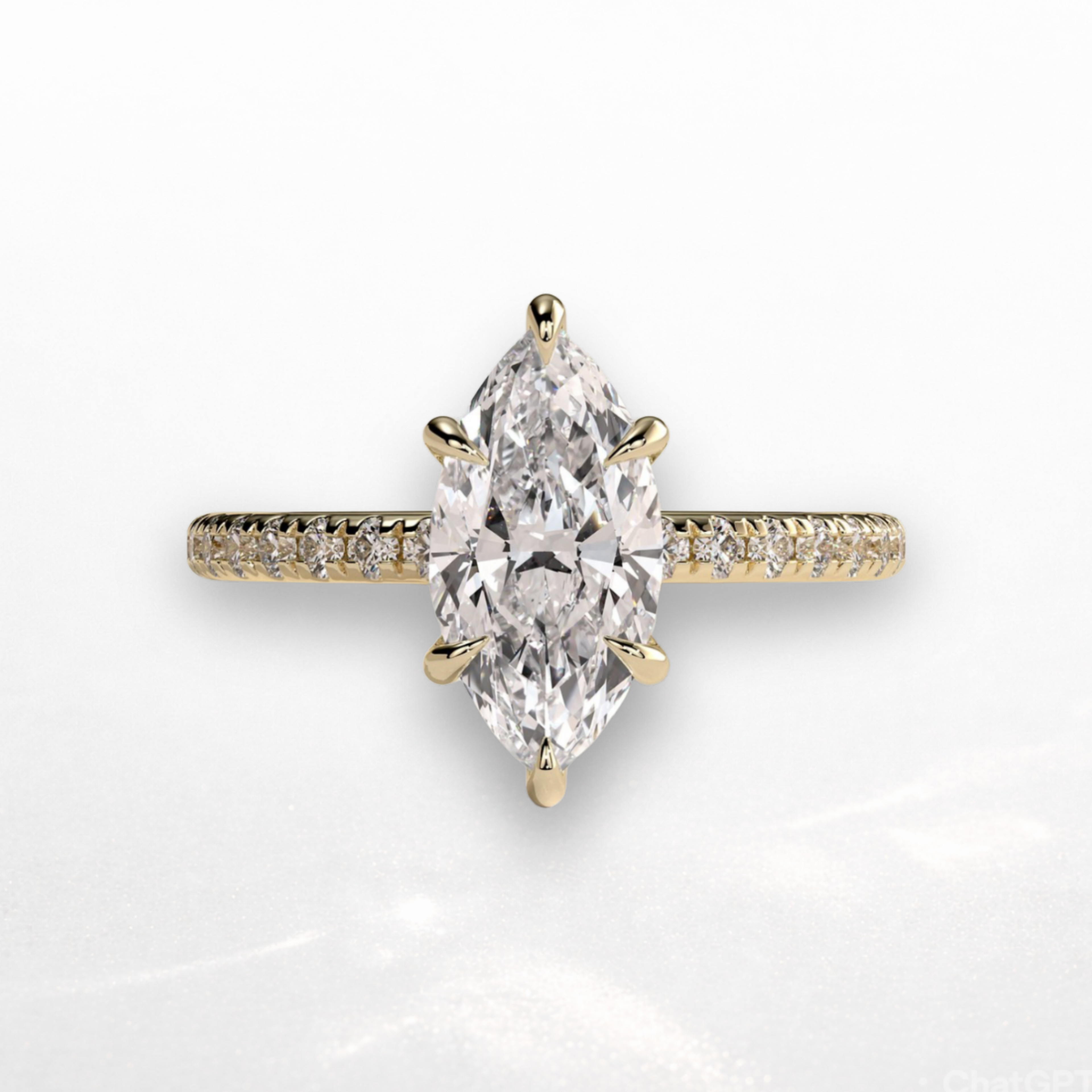 Marquise Pavé Solitaire Ring with Hidden Halo