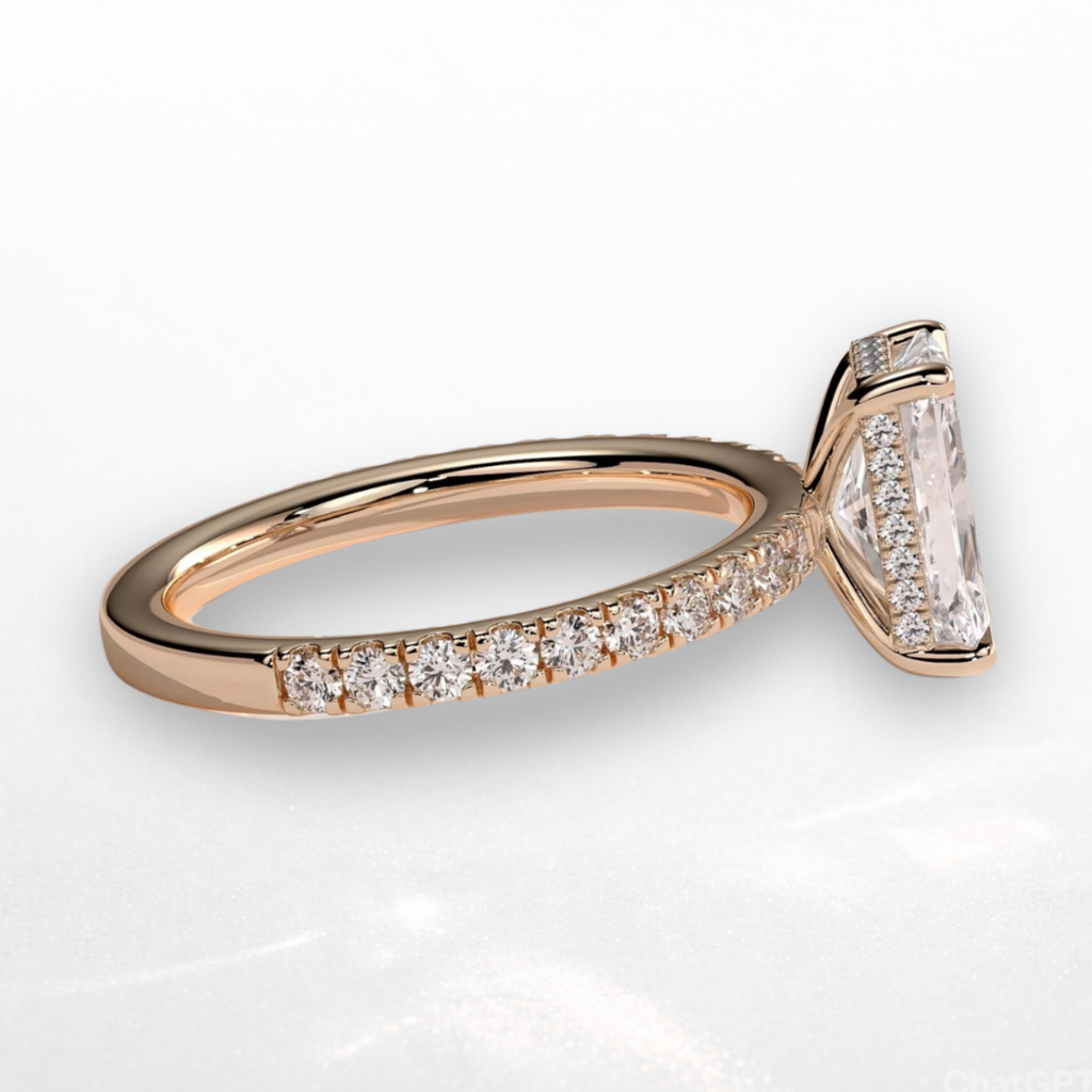 Radiant Pavé Solitaire Ring with Hidden Halo