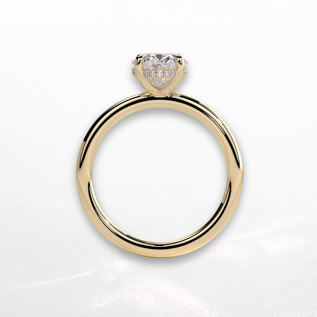 Oval Solitaire Ring with Hidden Halo