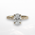 Oval Pavé Solitaire Ring with Hidden Halo
