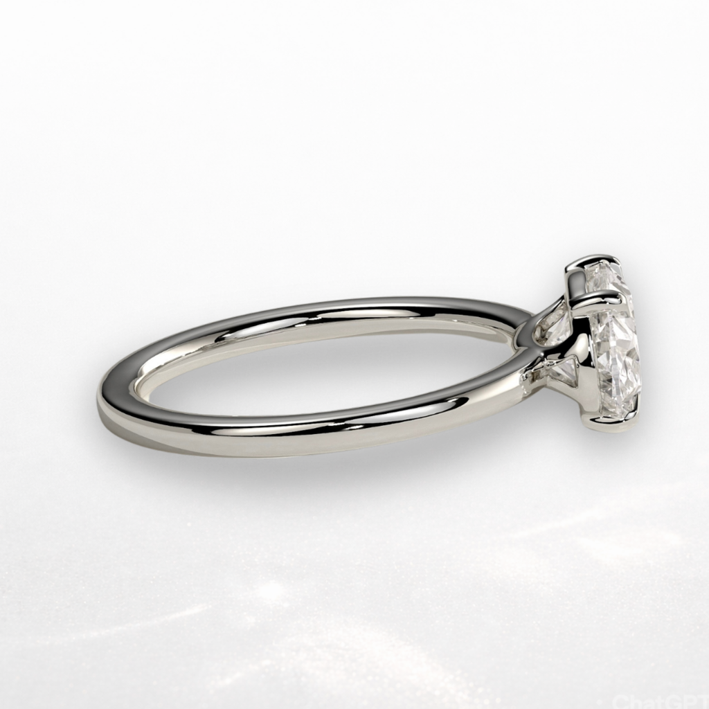 Elongated Cushion East West Solitaire Ring