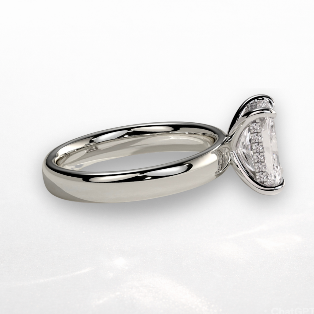 Radiant Signature Ring with Hidden Halo