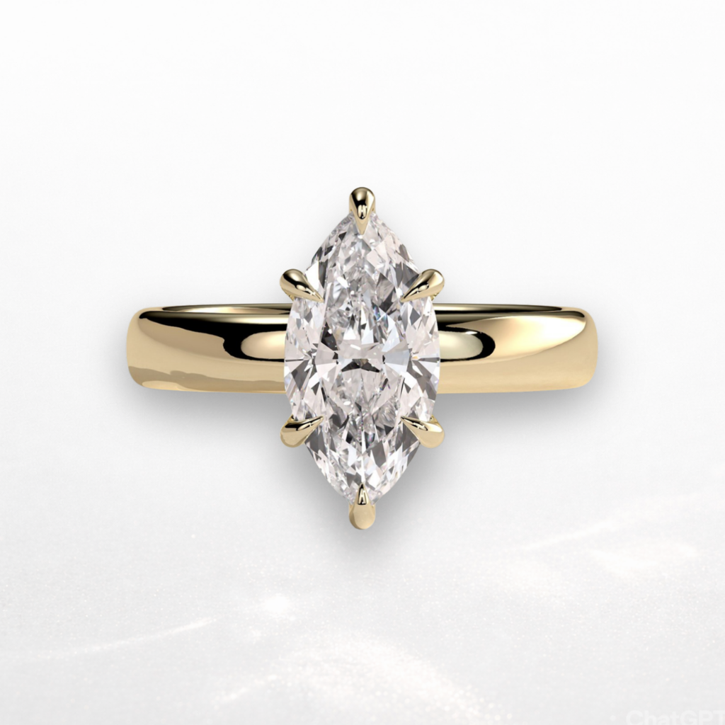 Marquise Signature Ring with Hidden Halo