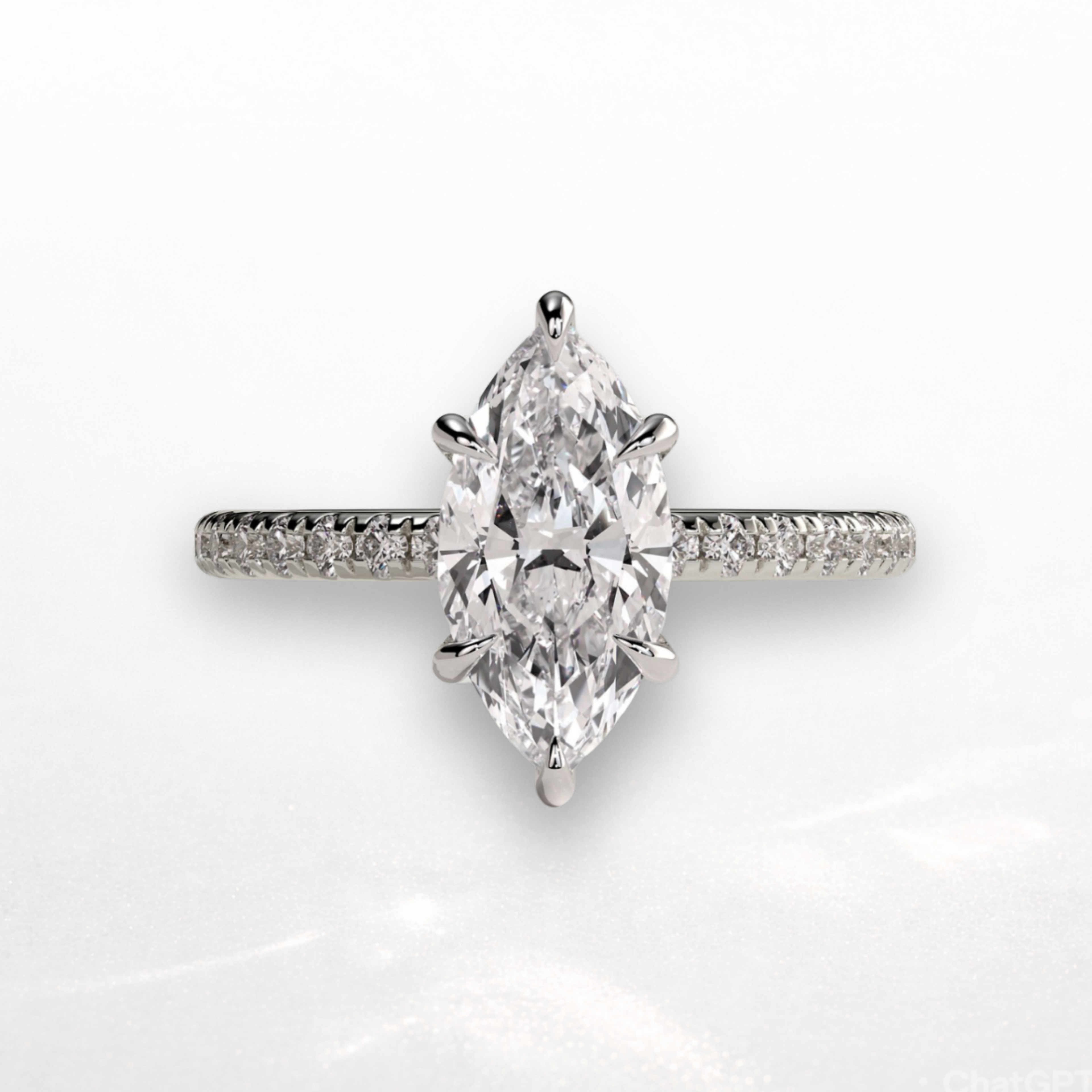 Marquise Pavé Solitaire Ring with Hidden Halo