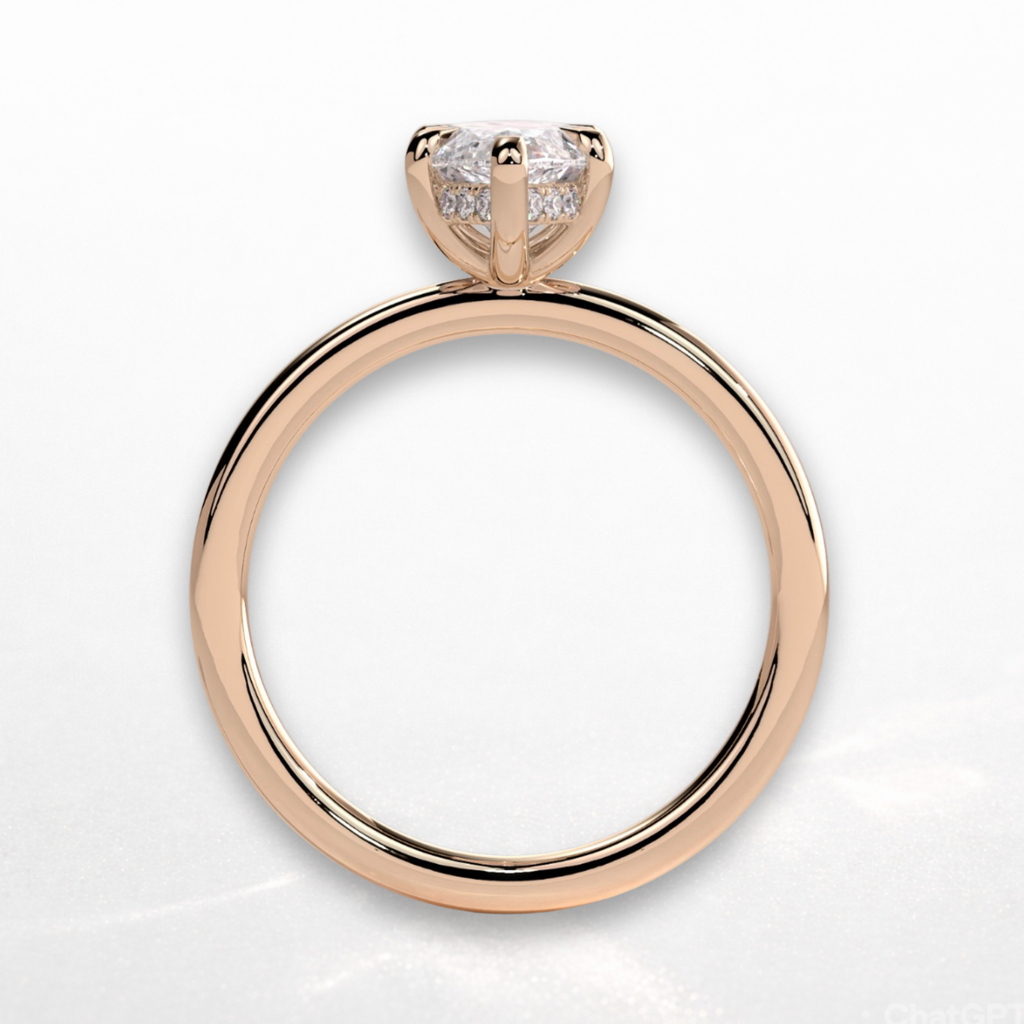 Marquise Solitaire Ring with Hidden Halo