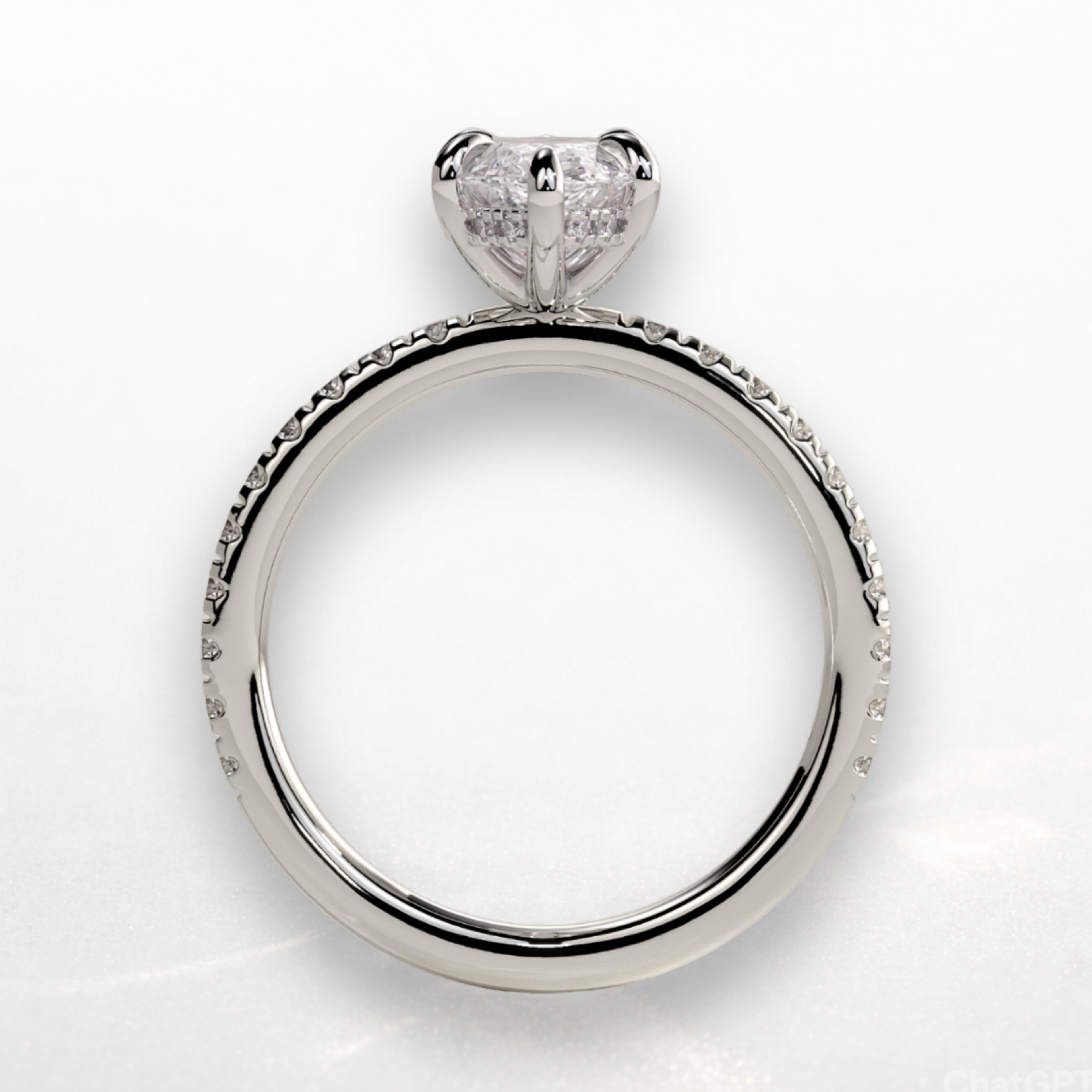 Marquise Pavé Solitaire Ring with Hidden Halo