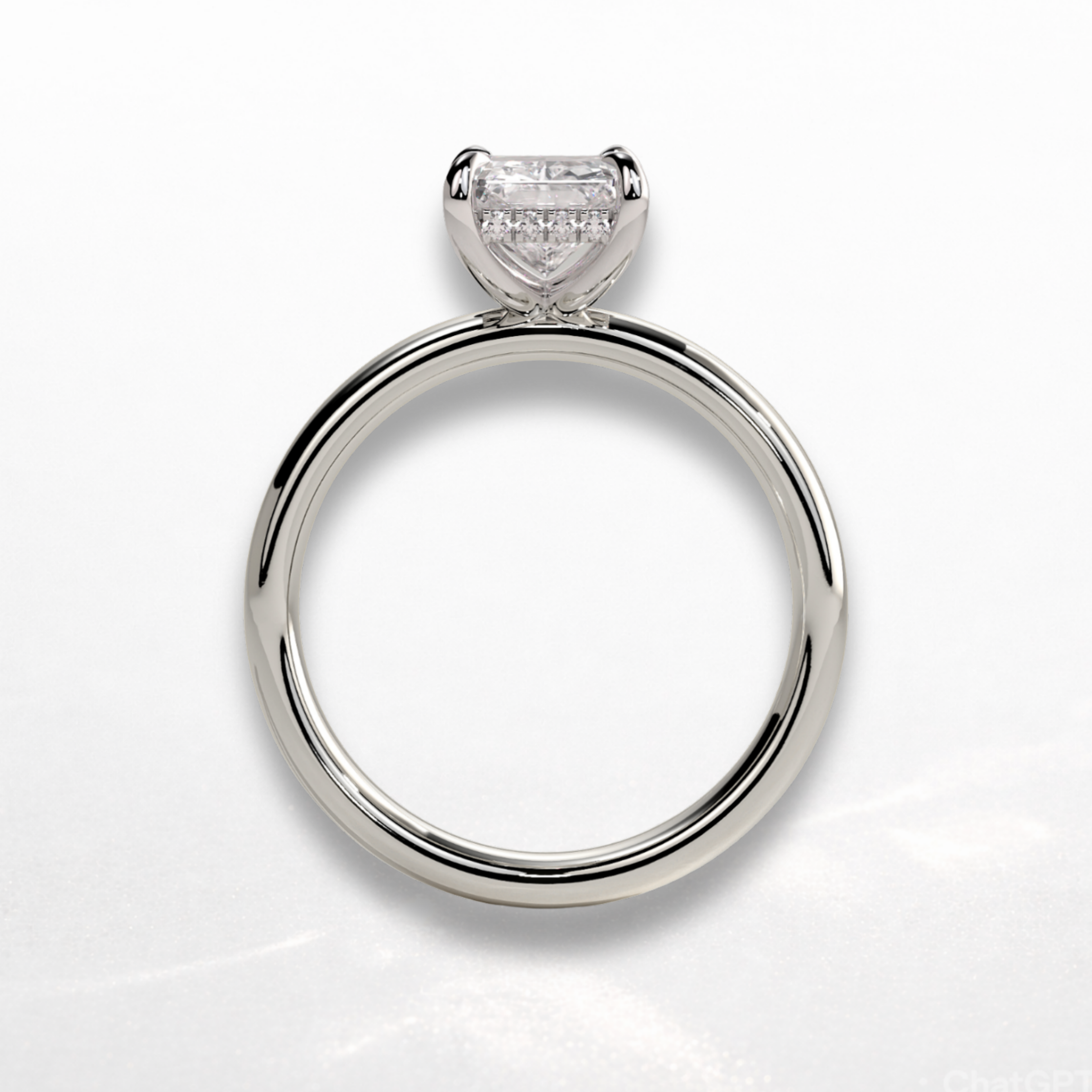 Radiant Signature Ring with Hidden Halo