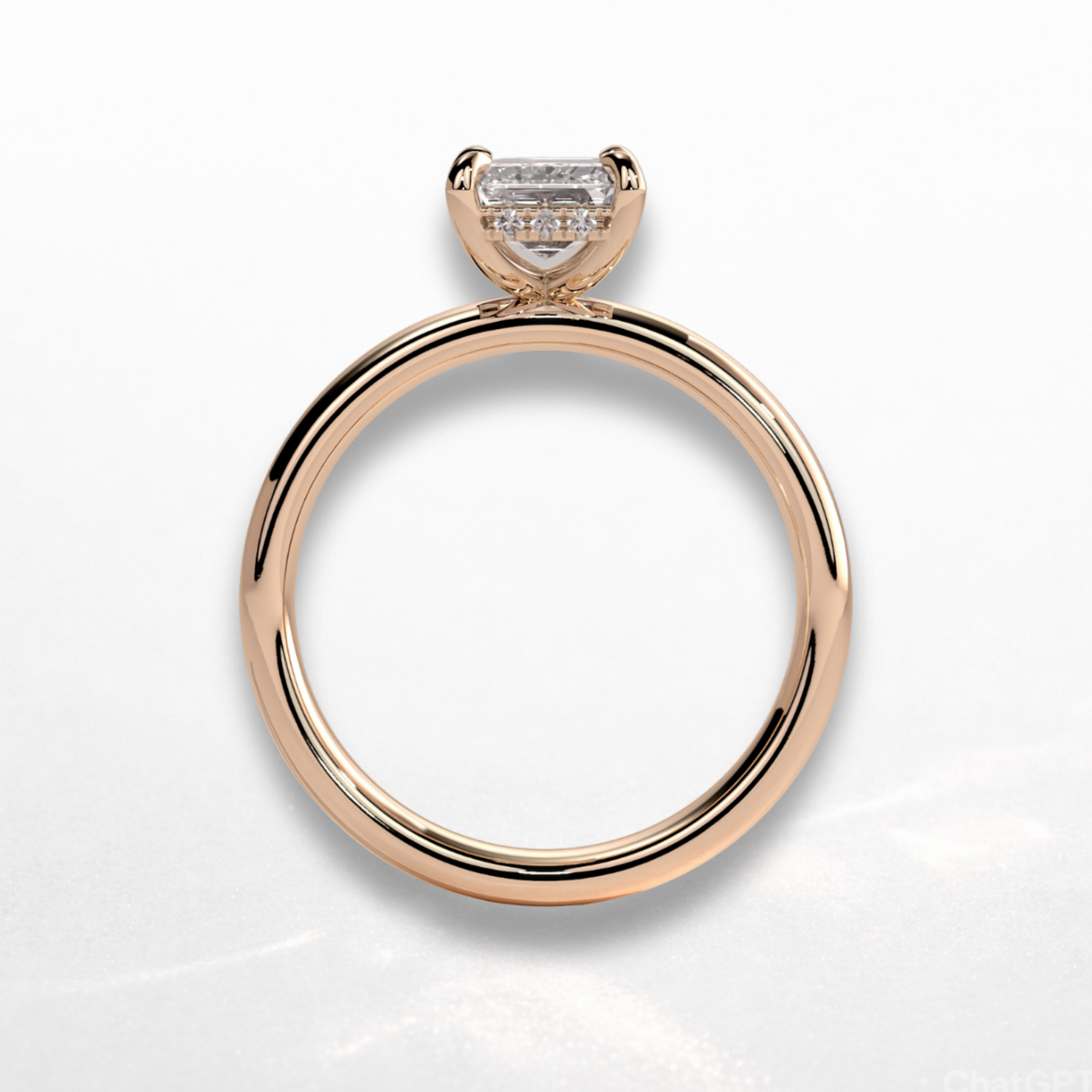 Emerald Signature Ring with Hidden Halo